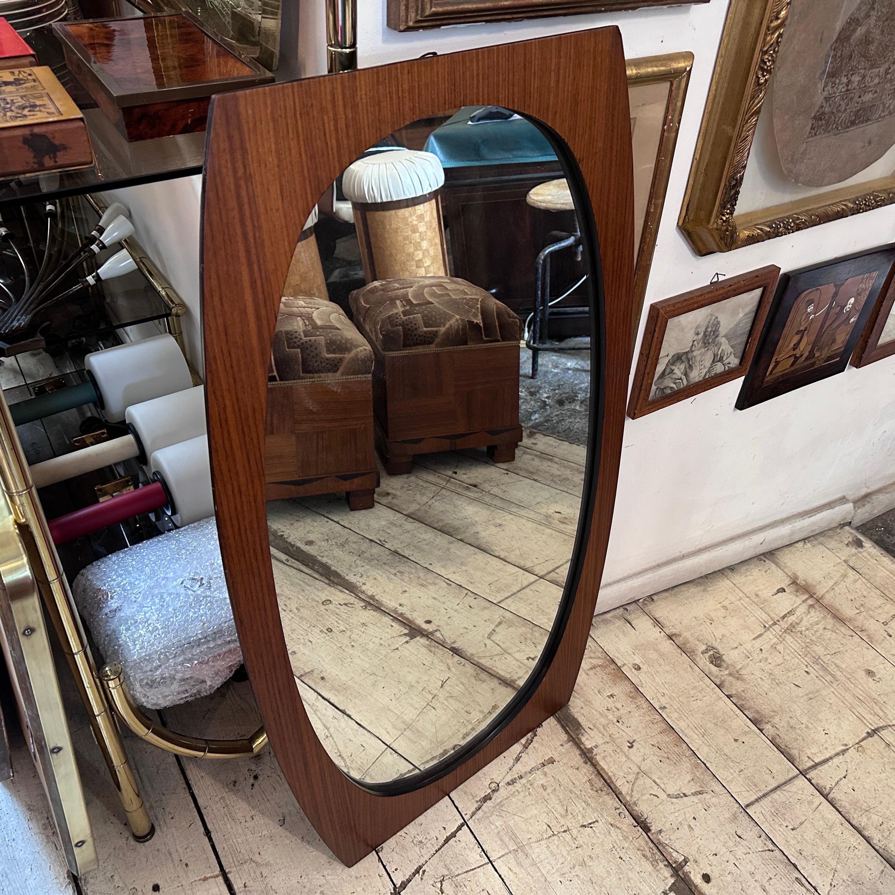 Italian An Iconic 1970s Mid-Century Modern Wood Mirror by Gianfranco Frattini For Sale