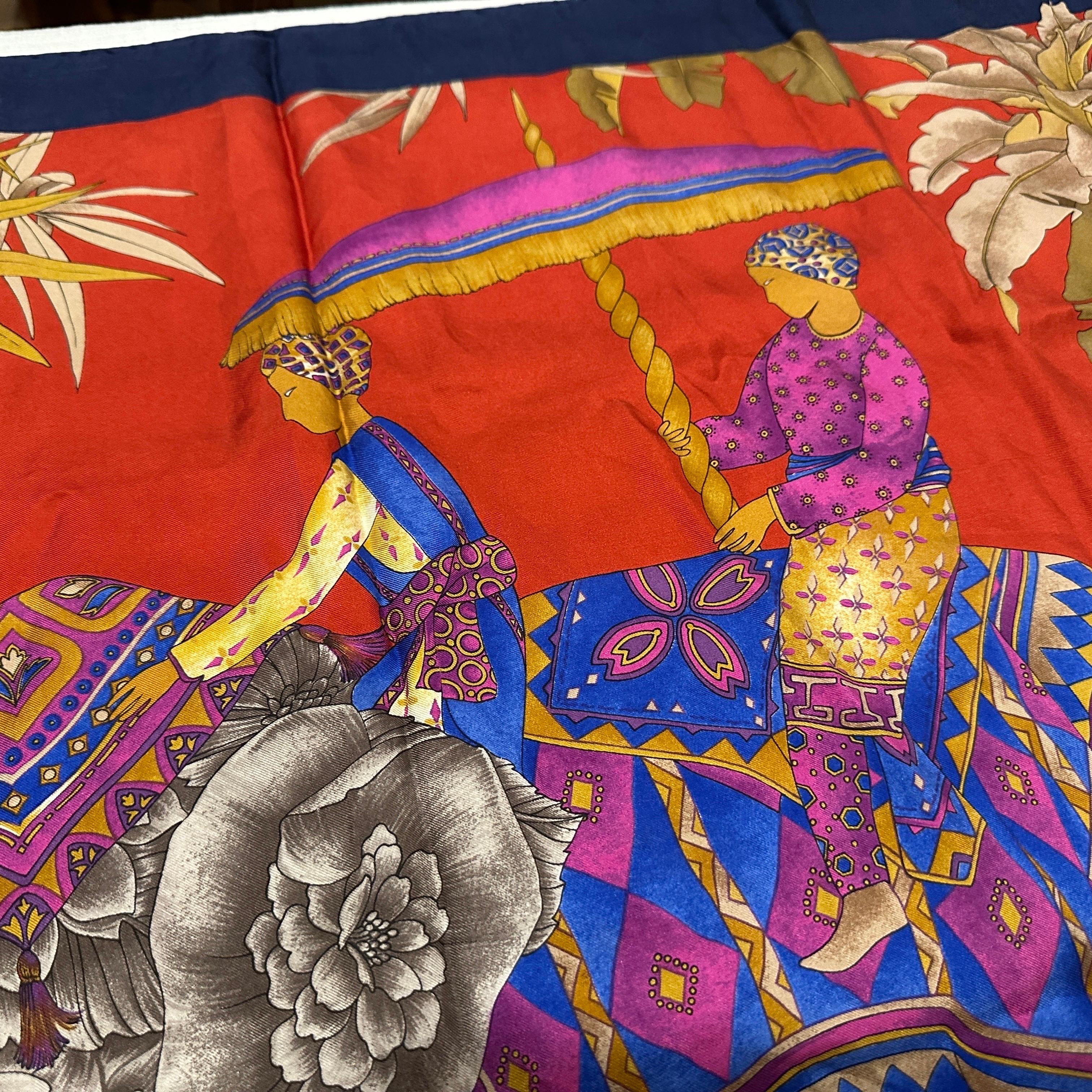 Ein ikonisches orientalisches Seidenfoulard von Salvatore Ferragamo aus den 1980er Jahren im Angebot 3
