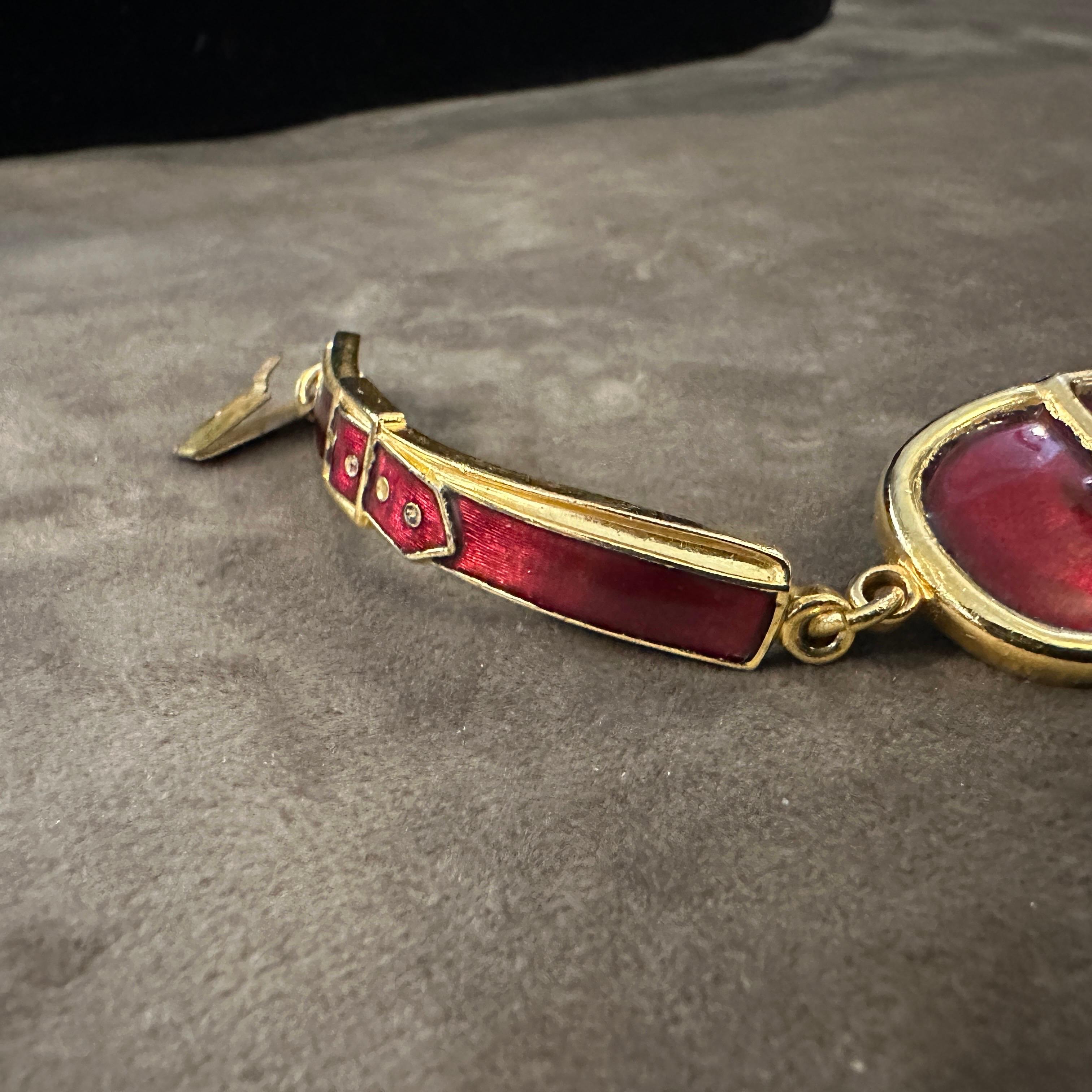 An Iconic 1990s Brass and Red Enamel Bracelet by Roberta di Camerino For Sale 5
