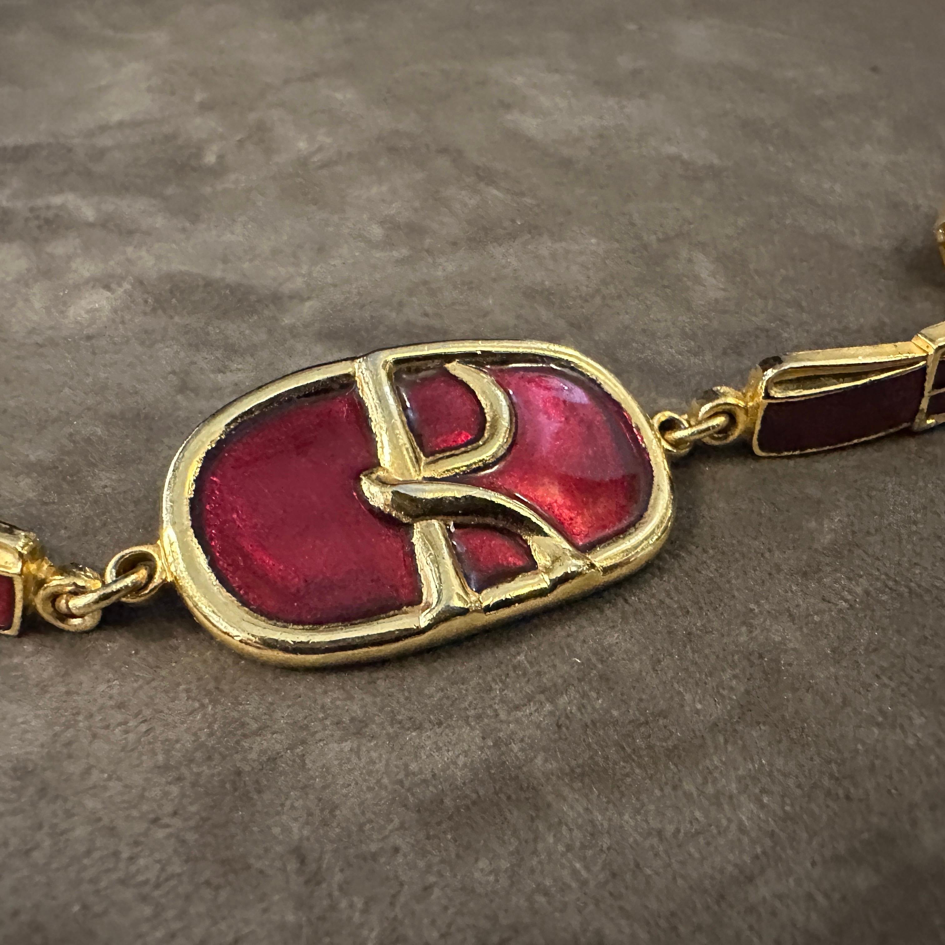 An Iconic 1990s Brass and Red Enamel Bracelet by Roberta di Camerino For Sale 6