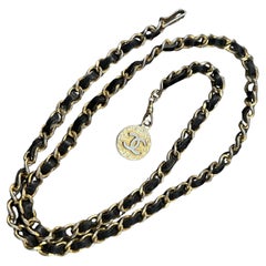An Iconic 1990s Leather and Metal Chain Belt by Chanel
