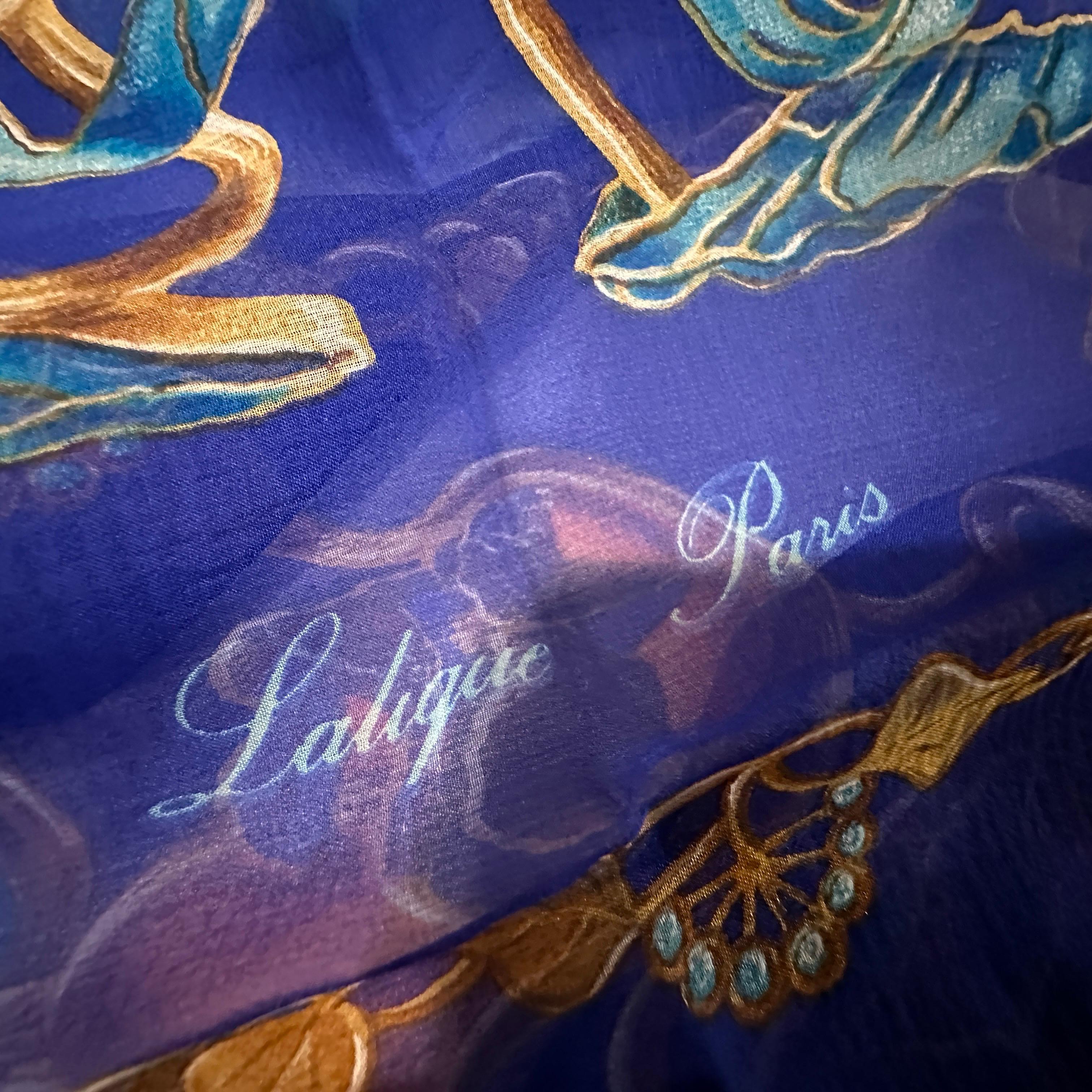 Ein ikonischer französischer Seidenschal von Lalique aus den 1990er Jahren im Angebot 2