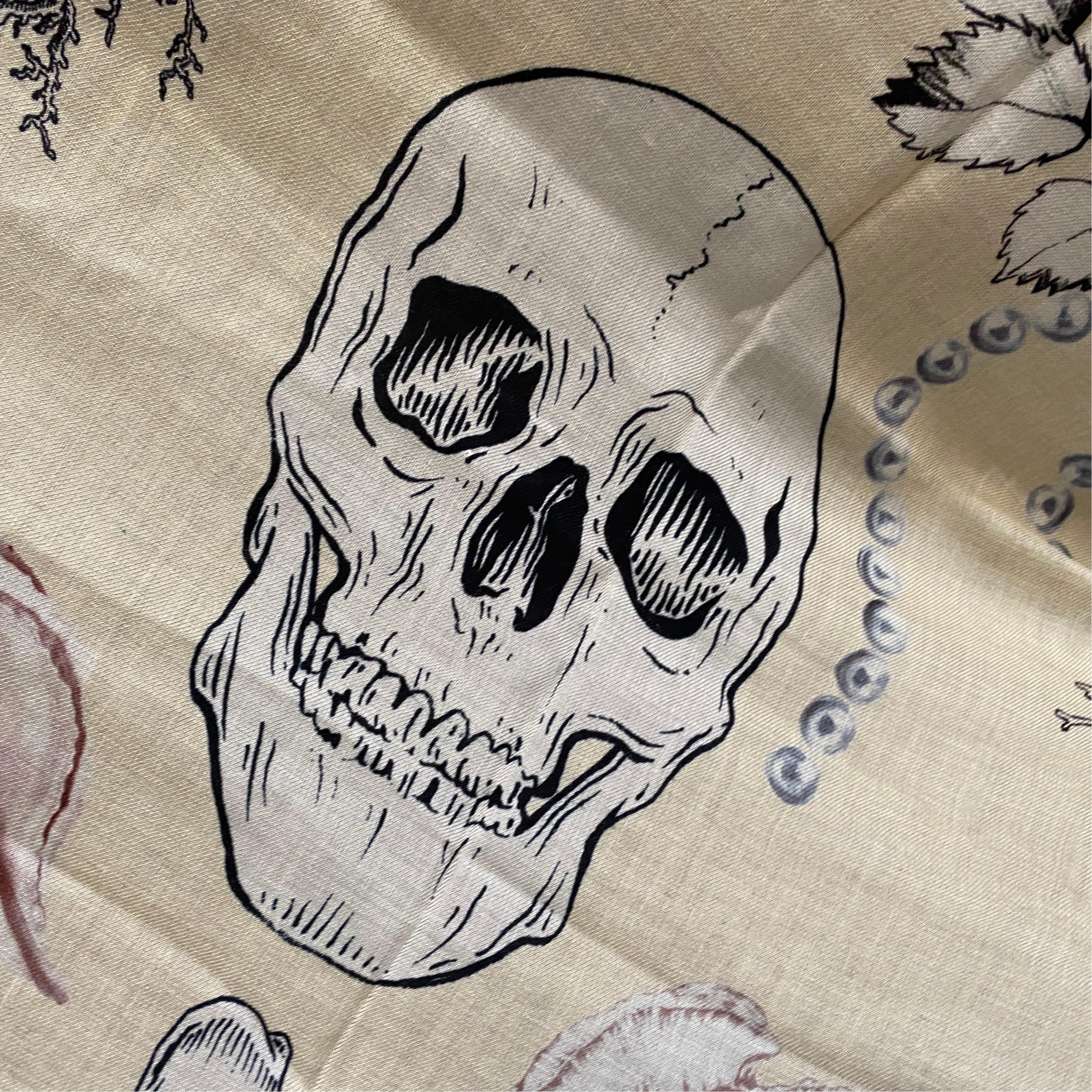  An Iconic White Silk Scarf with double Skull by Alexander McQueen 6