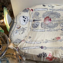 An Iconic White Silk Scarf with double Skull by Alexander McQueen