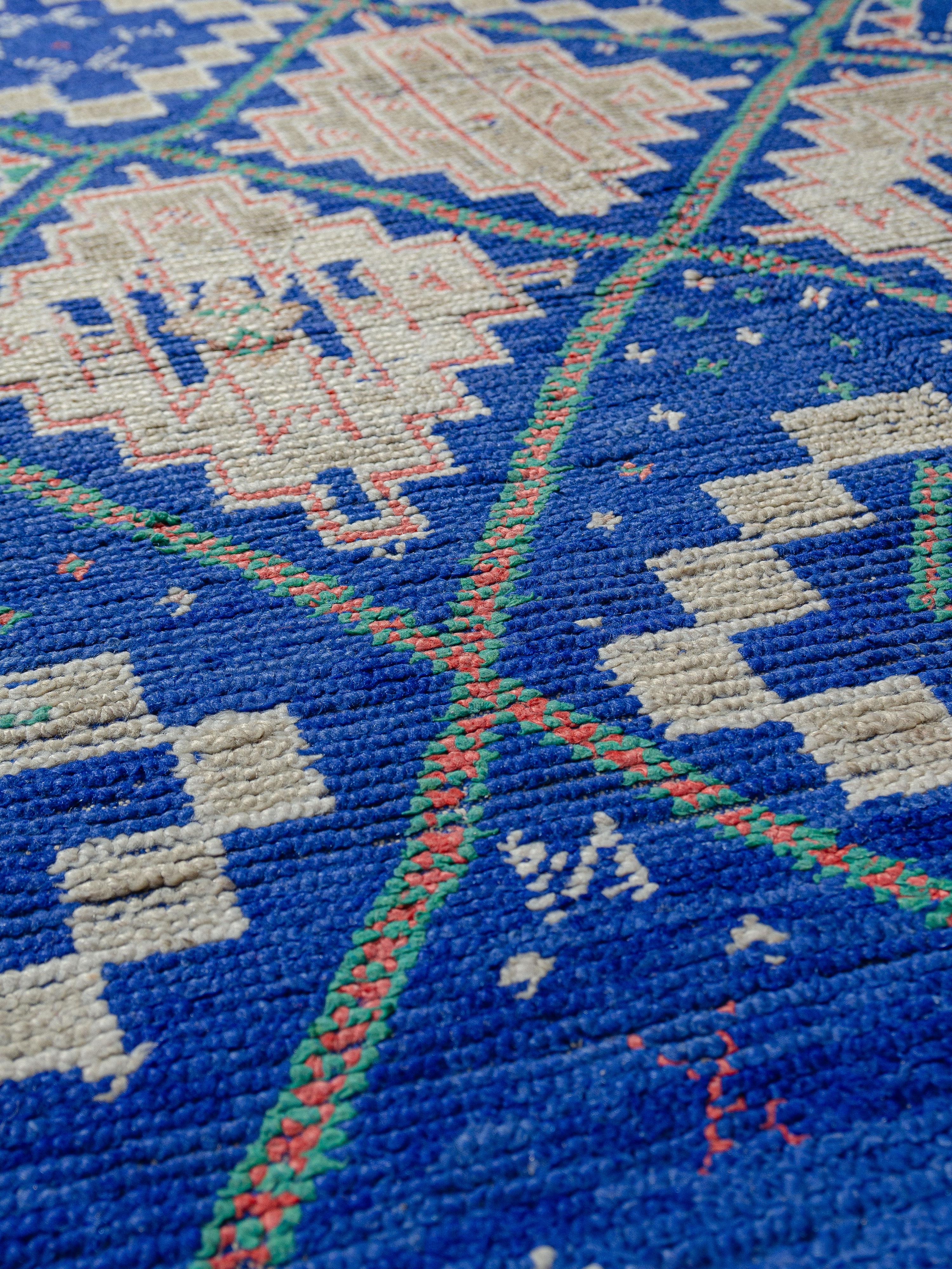 Tribal An impactful vintage cobalt Beni M’Guild rug curated by Breuckelen Berber For Sale