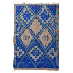 An impactful vintage cobalt Beni M’Guild rug curated by Breuckelen Berber
