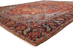 An Imperial Crest: Late 19th Century Persian Heriz Masterpiece of Noble Grandeur