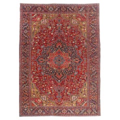 An Imperial Crest: Late 19th Century Persian Heriz Masterpiece of Noble Grandeur