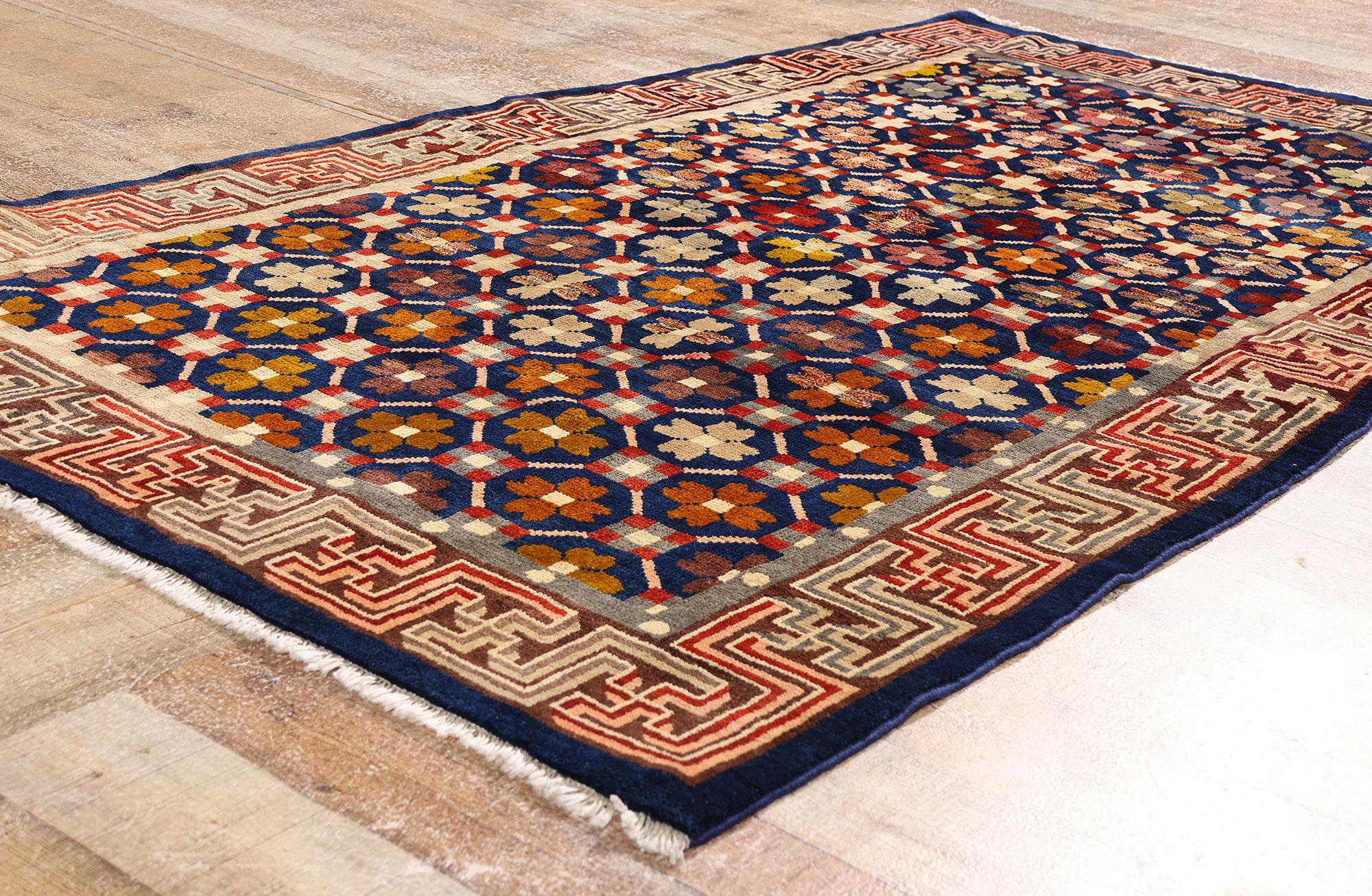 Lana Un fiore di indaco imperiale: Antico capolavoro cinese di Eleganza di corte a Pechino in vendita