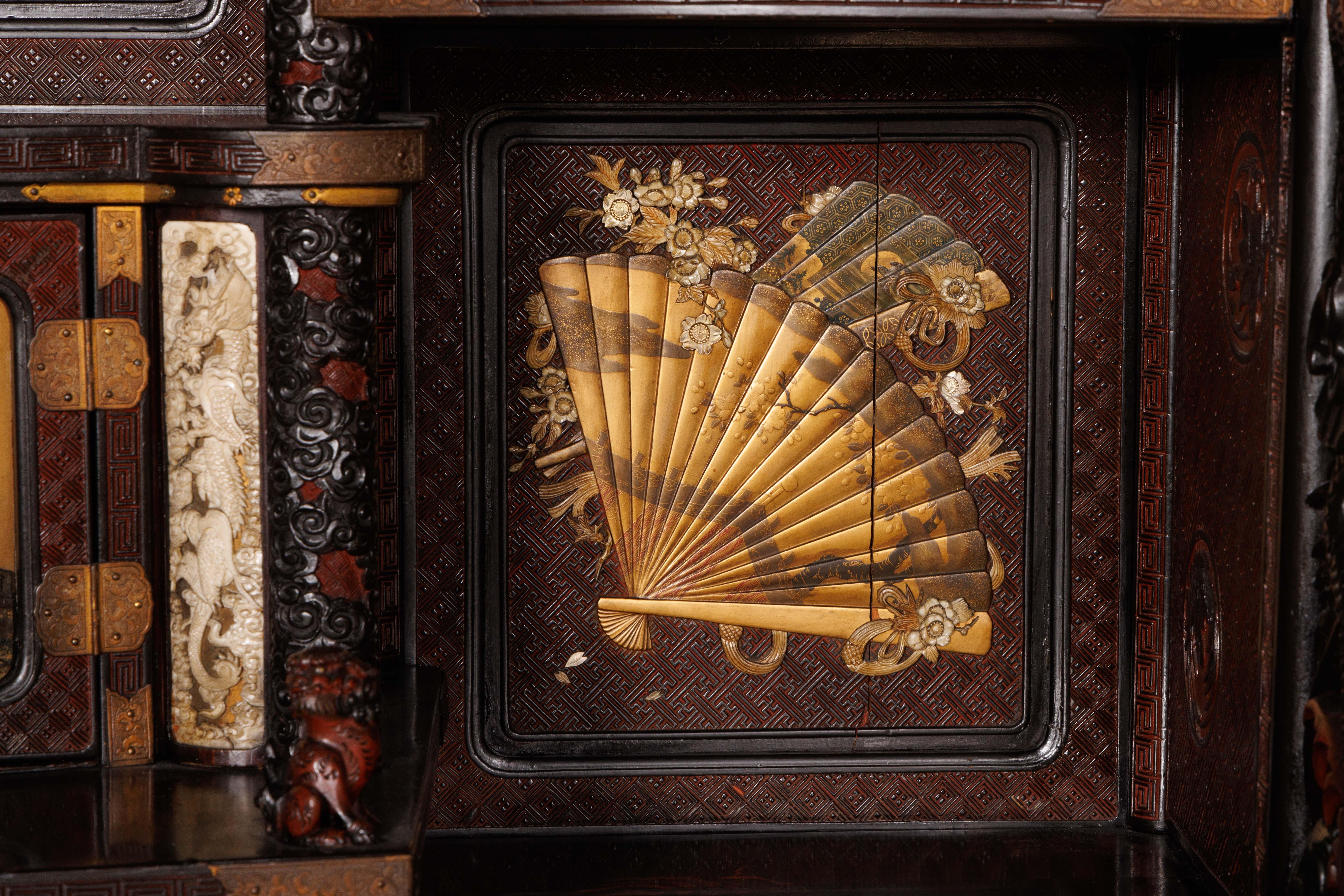 An Imperial Japanese Meiji Shibayama Tea Cabinet by The Tokugawa Samurai Clan For Sale 5