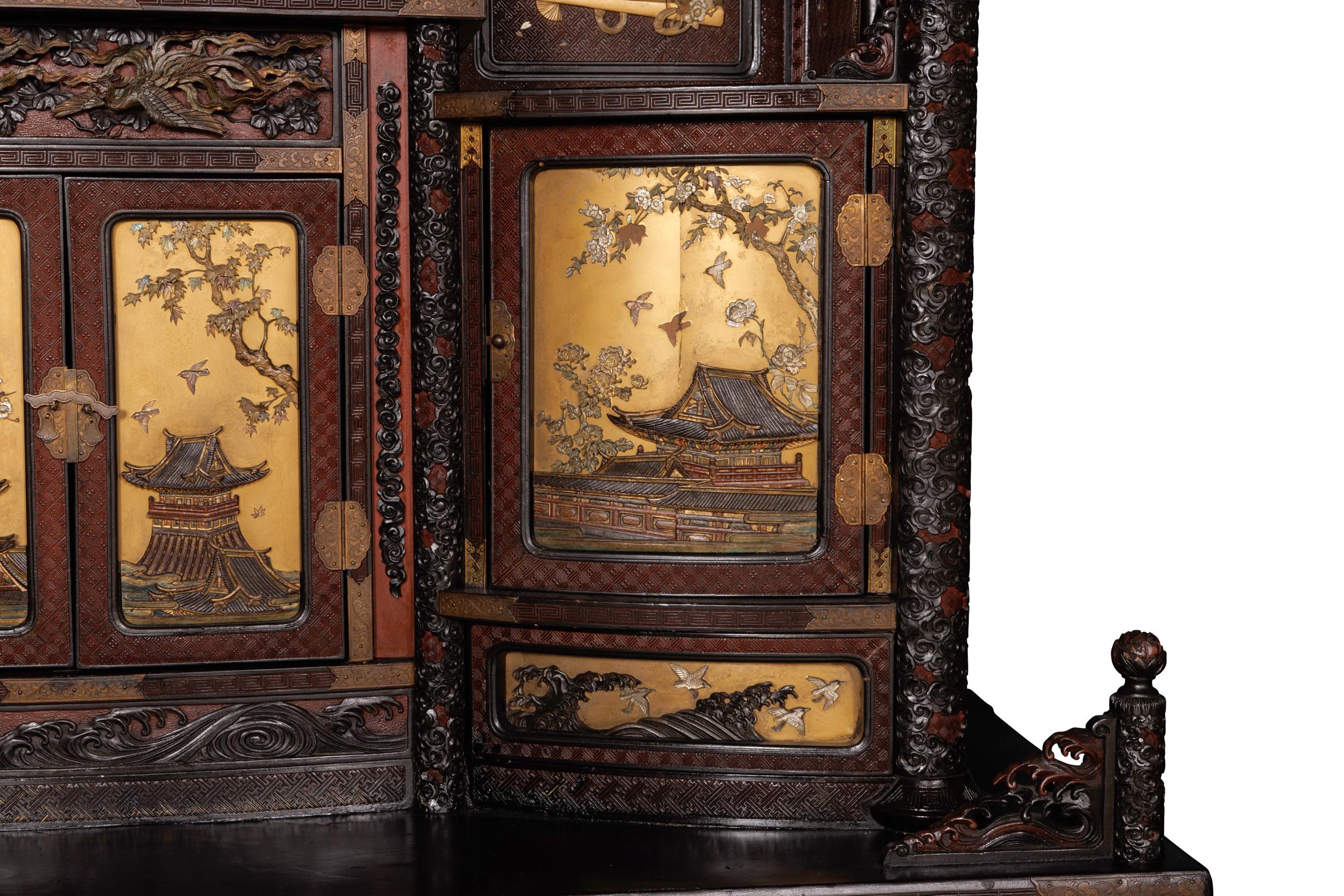 An Imperial Japanese Meiji Shibayama Tea Cabinet by The Tokugawa Samurai Clan For Sale 6