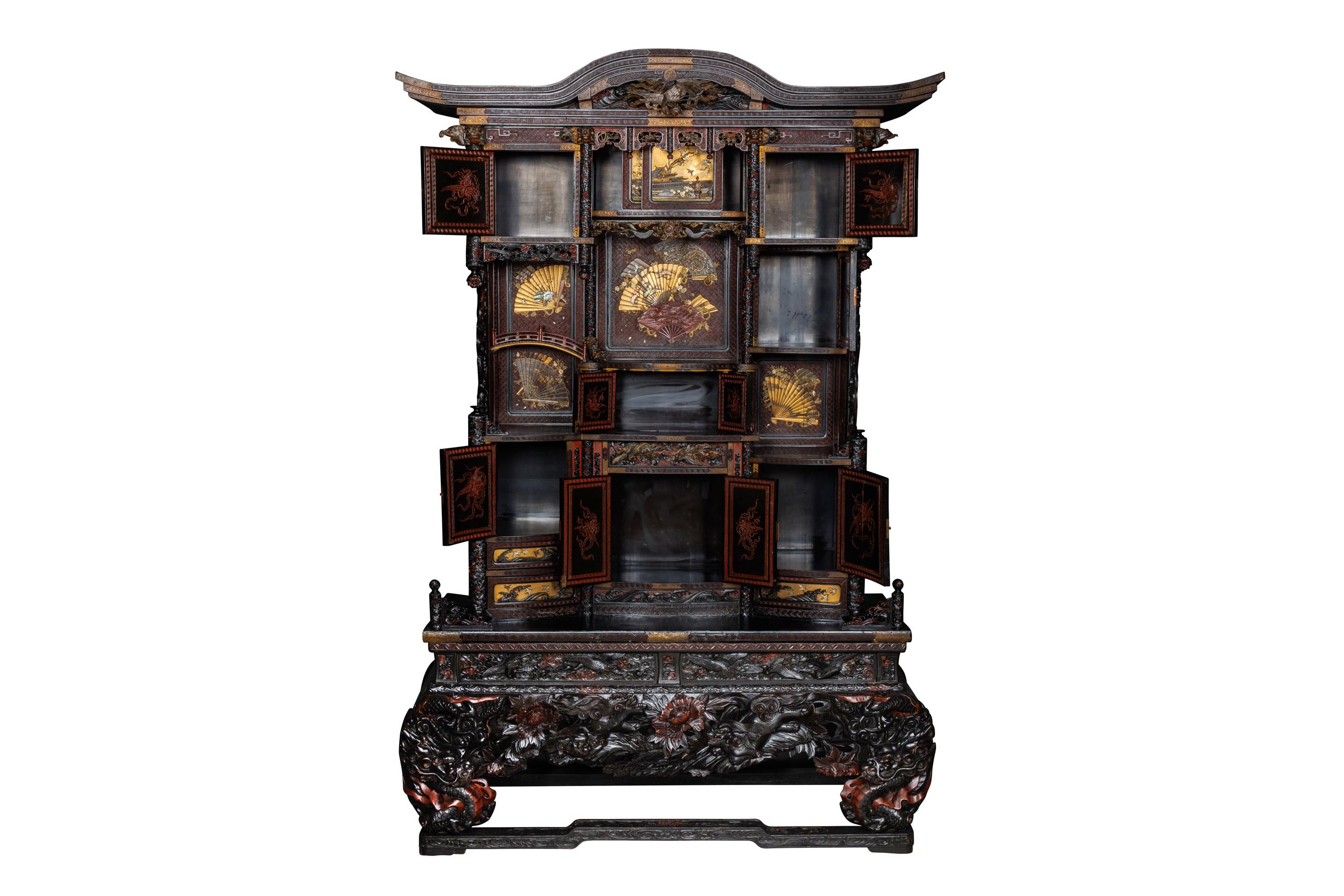 An Imperial Japanese Meiji Shibayama Tea Cabinet by The Tokugawa Samurai Clan For Sale 13