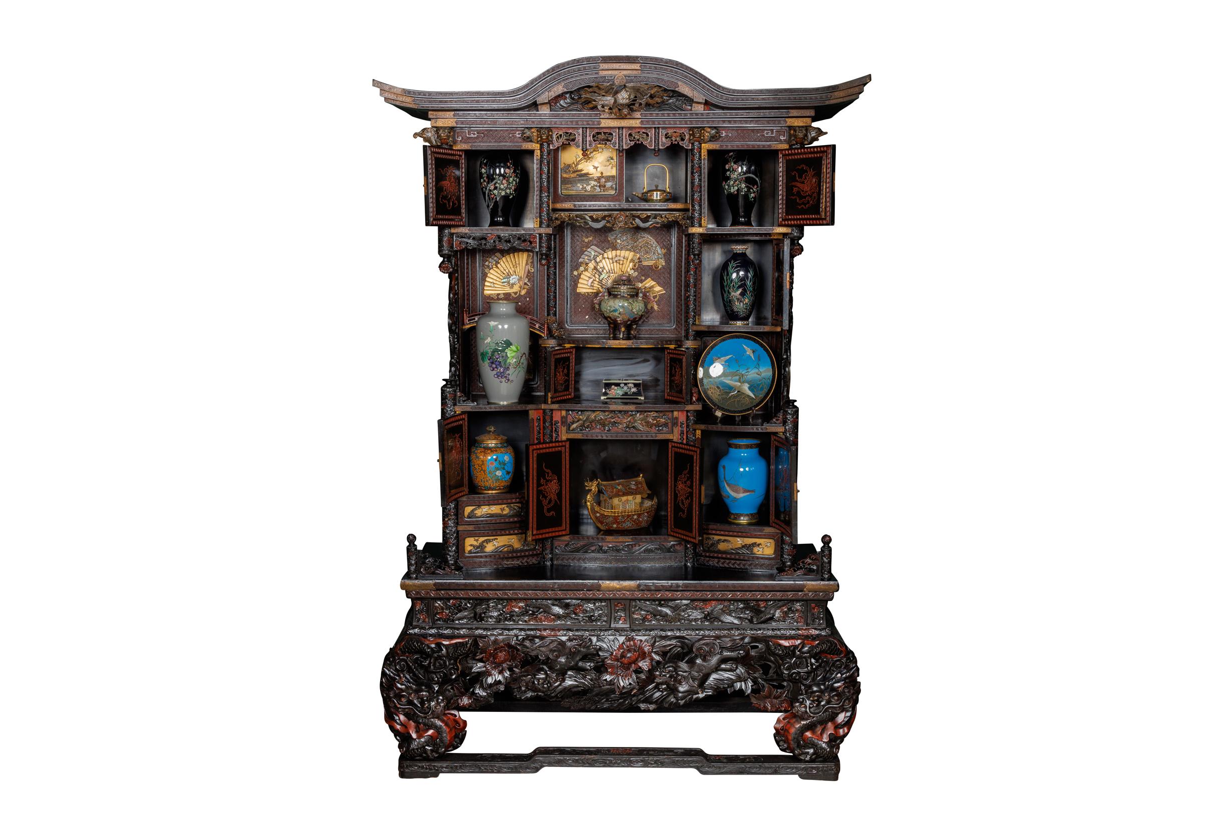 An Imperial Japanese Meiji Shibayama Tea Cabinet by The Tokugawa Samurai Clan For Sale 14