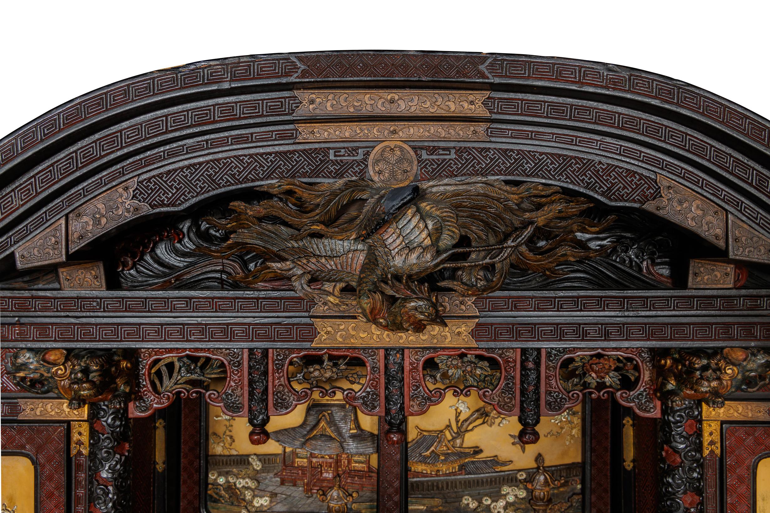 Mother-of-Pearl An Imperial Japanese Meiji Shibayama Tea Cabinet by The Tokugawa Samurai Clan For Sale