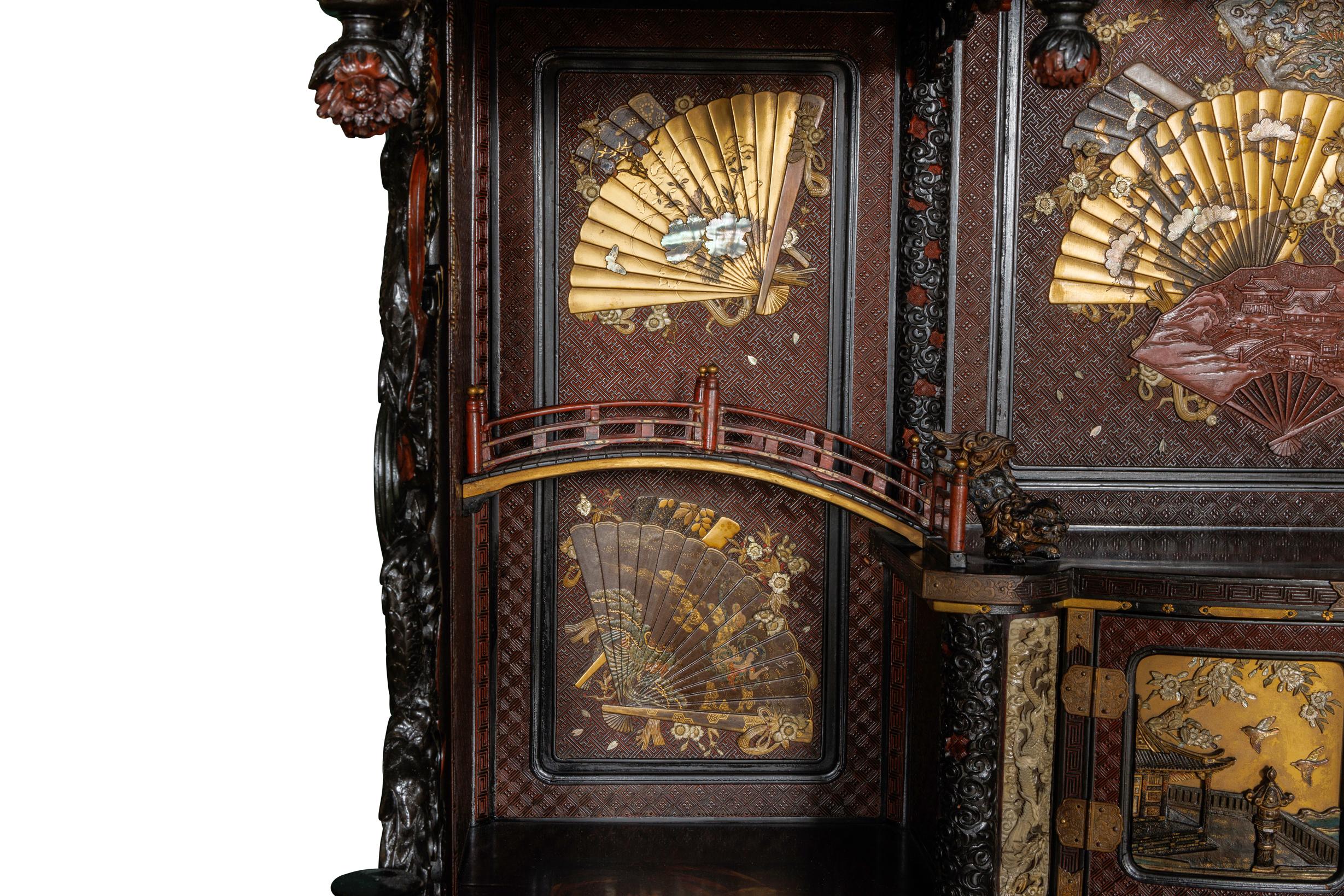 An Imperial Japanese Meiji Shibayama Tea Cabinet by The Tokugawa Samurai Clan For Sale 1