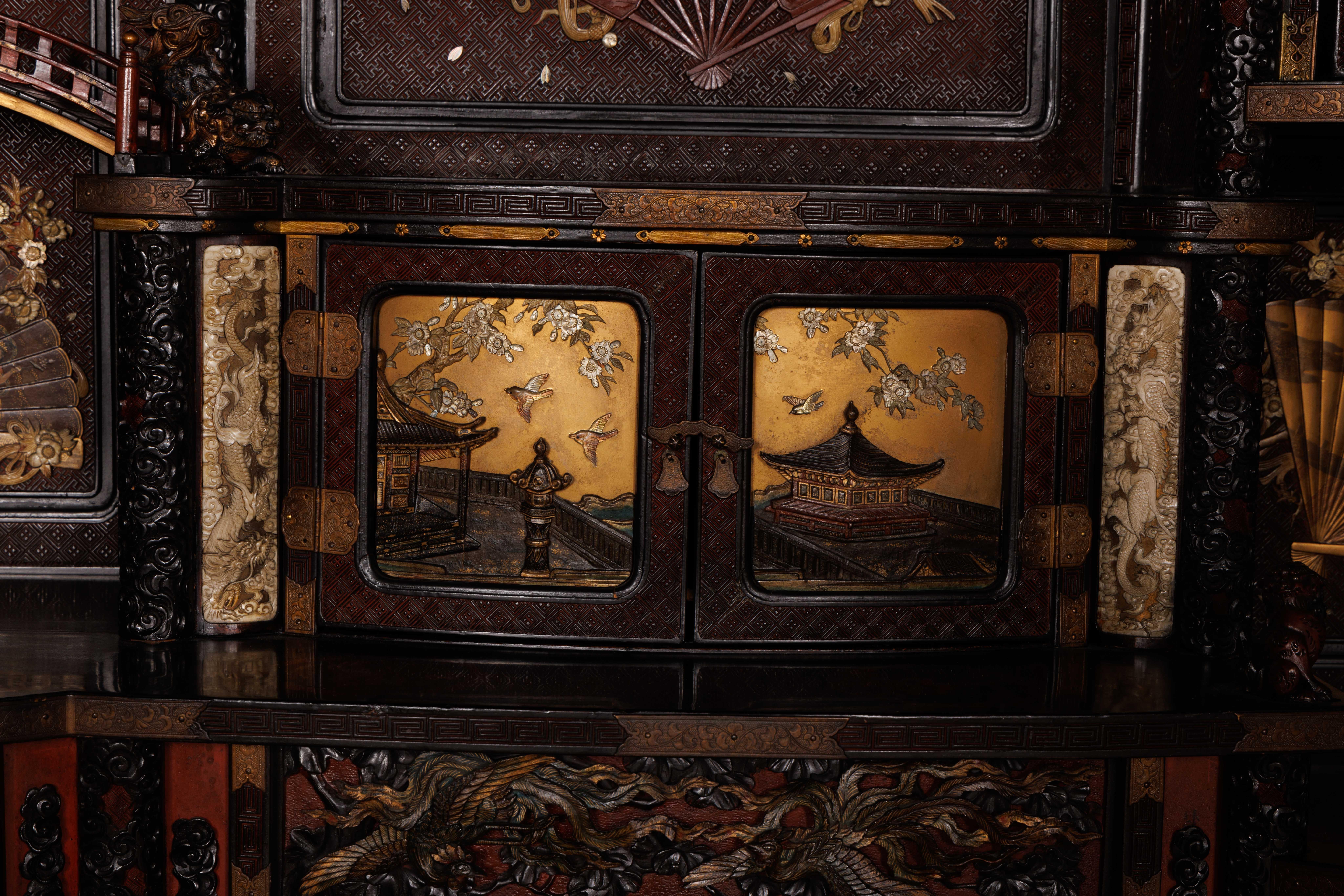 An Imperial Japanese Meiji Shibayama Tea Cabinet by The Tokugawa Samurai Clan For Sale 4