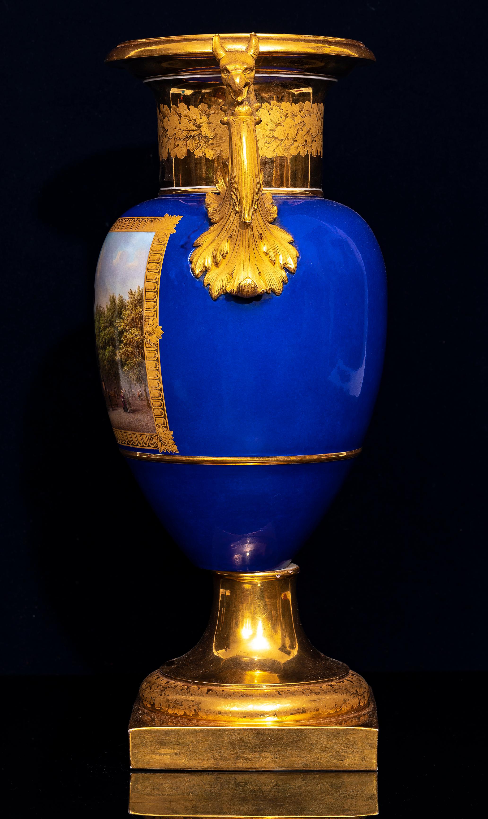 German An Imperial KPM Cobalt Blue-Ground Topographical Vase, Frederick the Great Scene For Sale