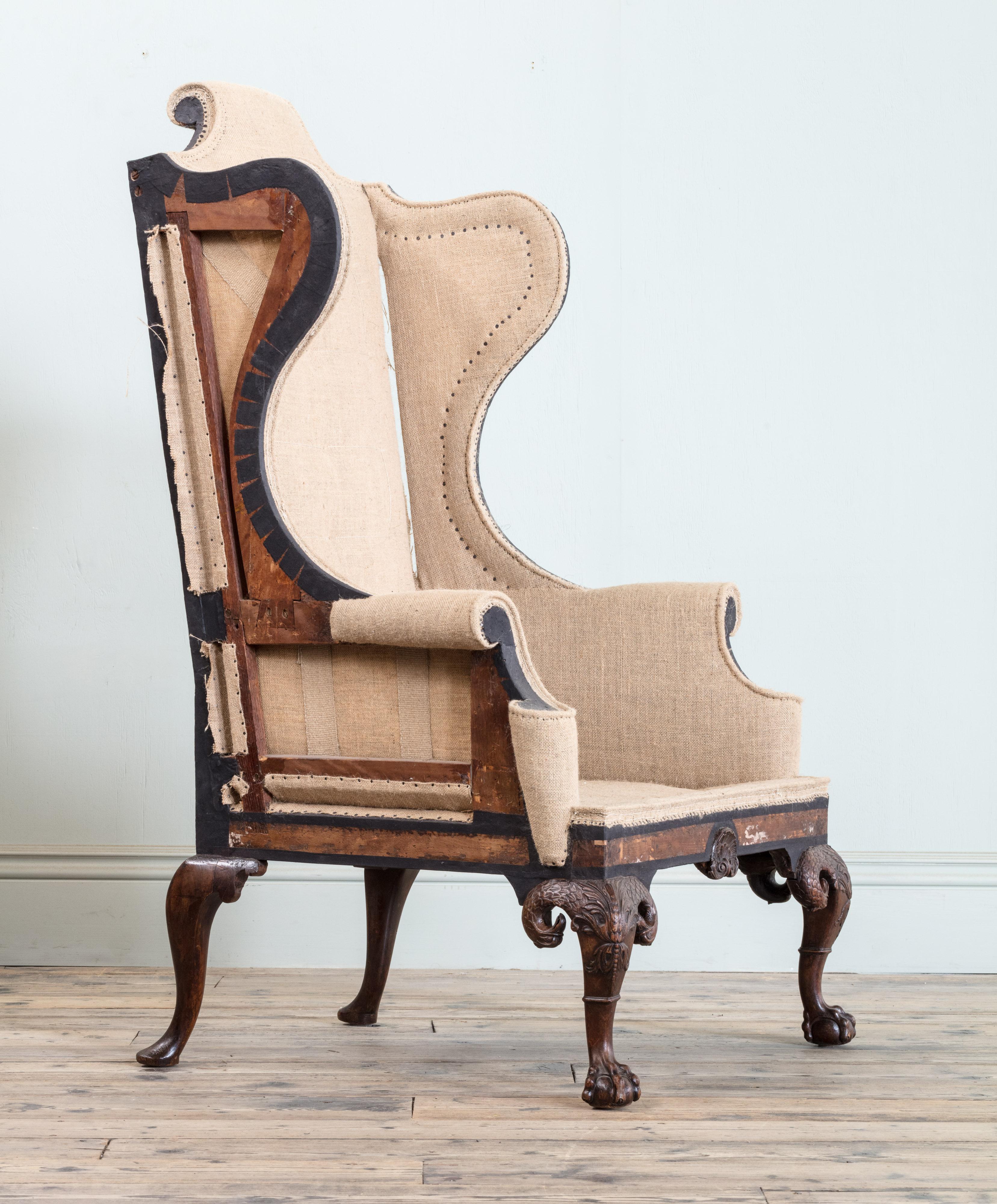 rare high back wing chair