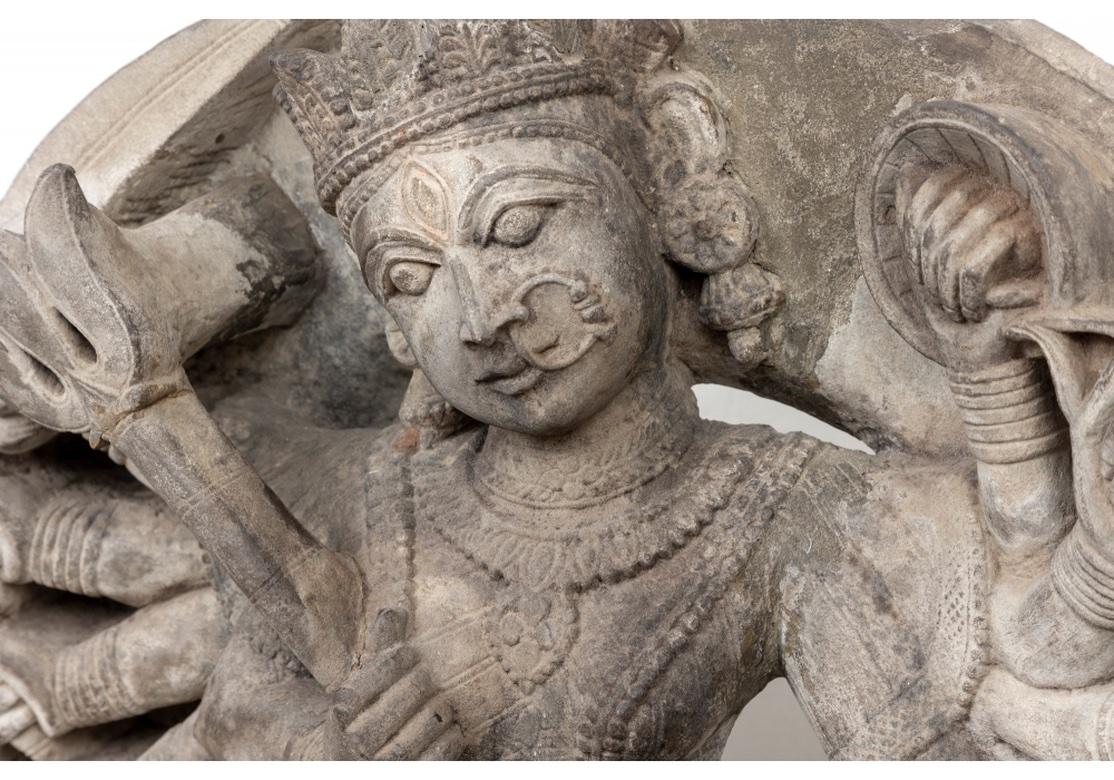 Nepalese Durga Relief Stone Sculpture, circa 1900 For Sale 3