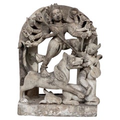 Important 16th or 17th C. Nepalese Durga Relief Sculpture