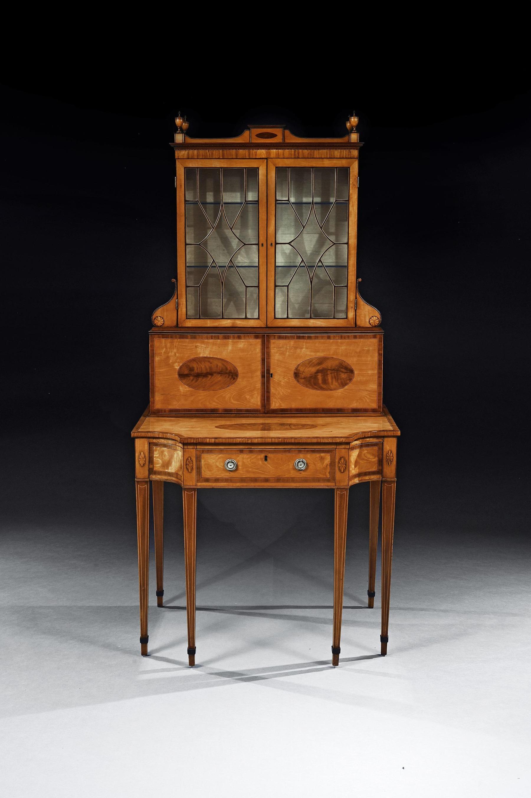  An Important 18th Century George Iii Satinwood and Sabicu Writing Cabinet For Sale 4