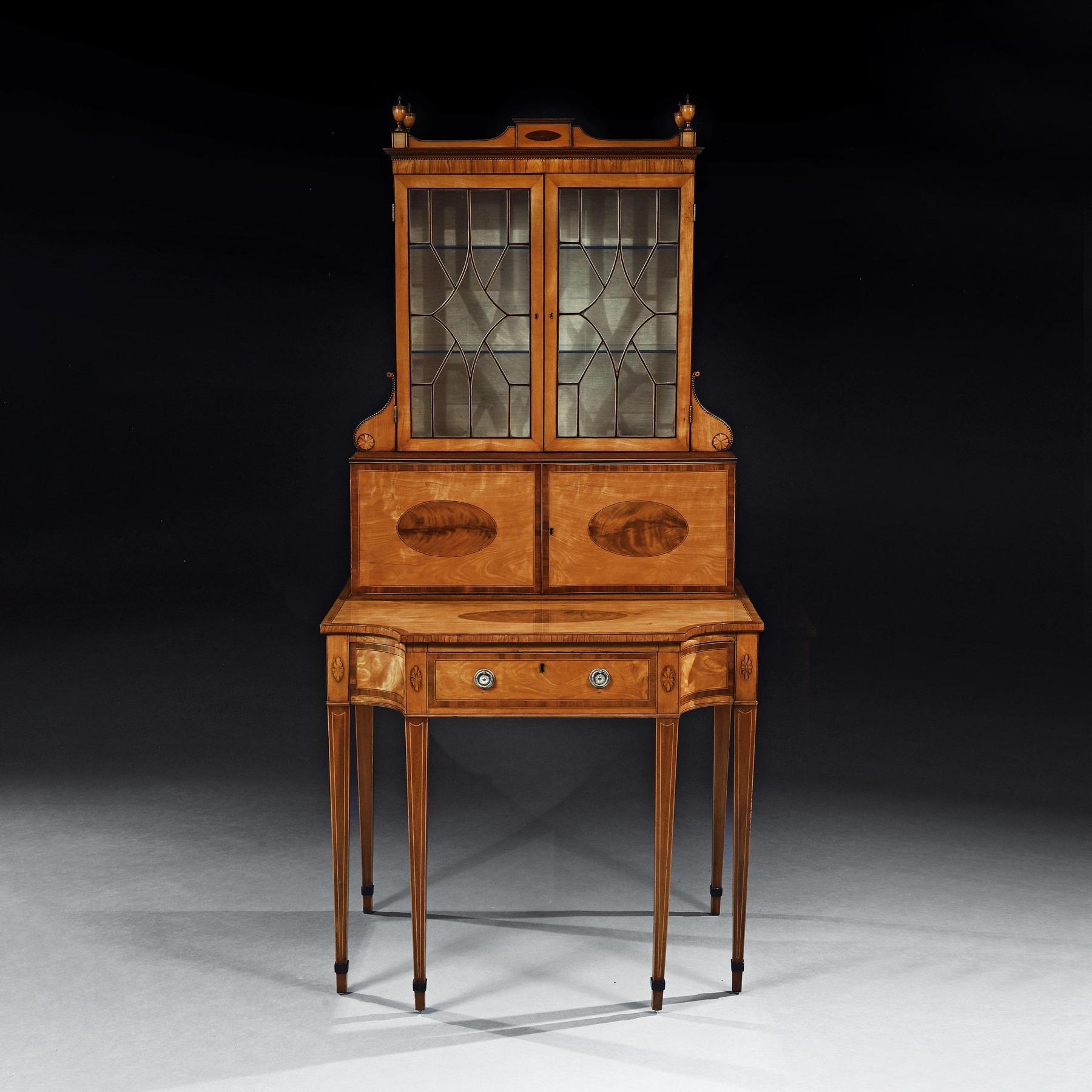 An Important 18th Century George Iii Satinwood and Sabicu Writing Cabinet For Sale 6