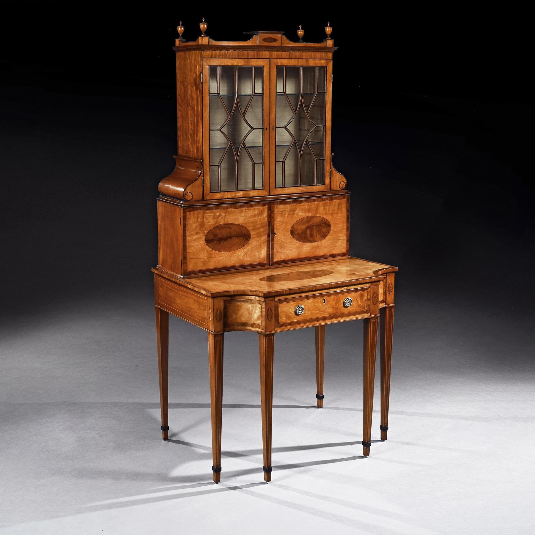 An Important 18th Century George Iii Satinwood and Sabicu Writing Cabinet For Sale 7