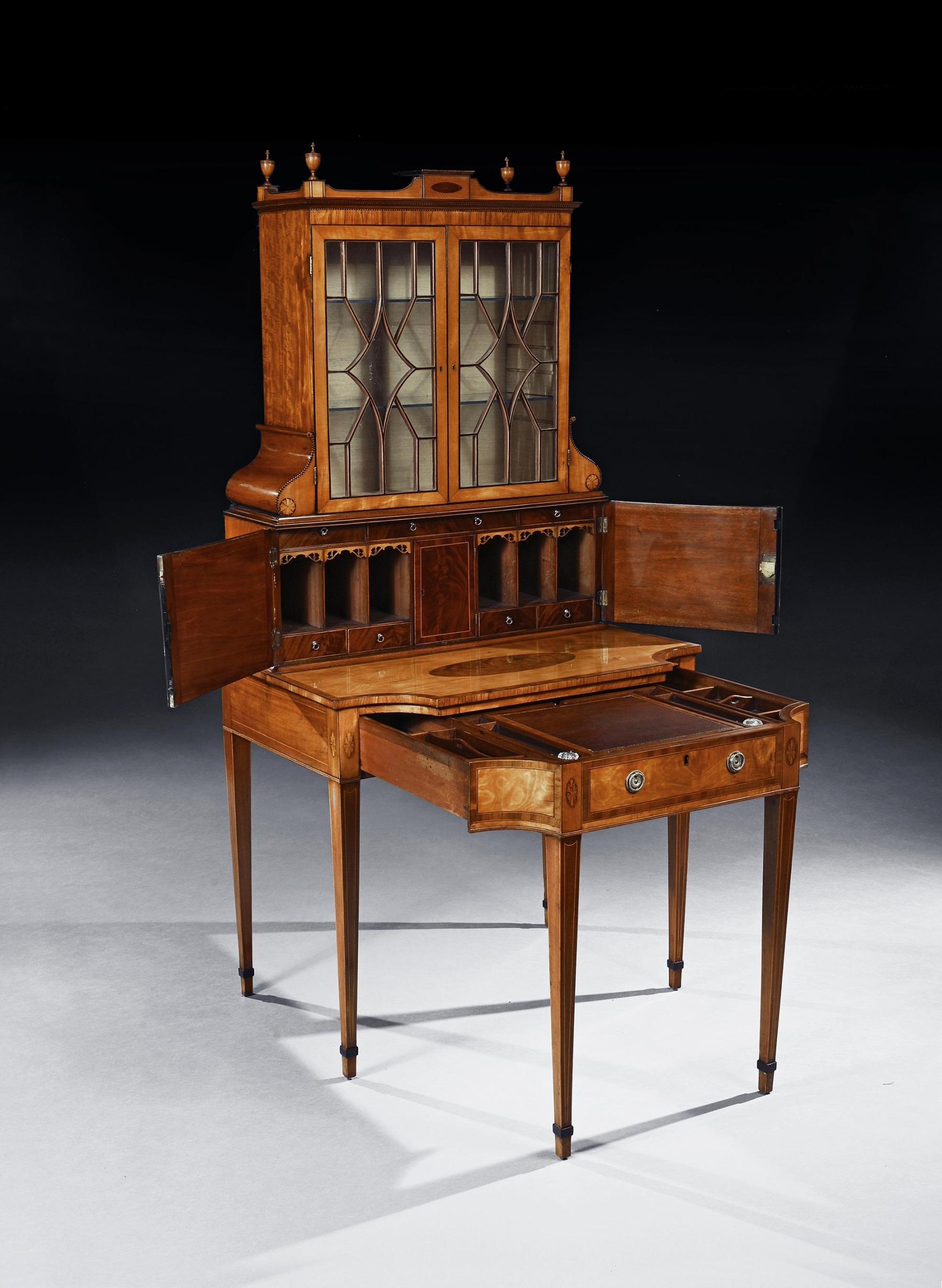 Late 18th Century  An Important 18th Century George Iii Satinwood and Sabicu Writing Cabinet For Sale