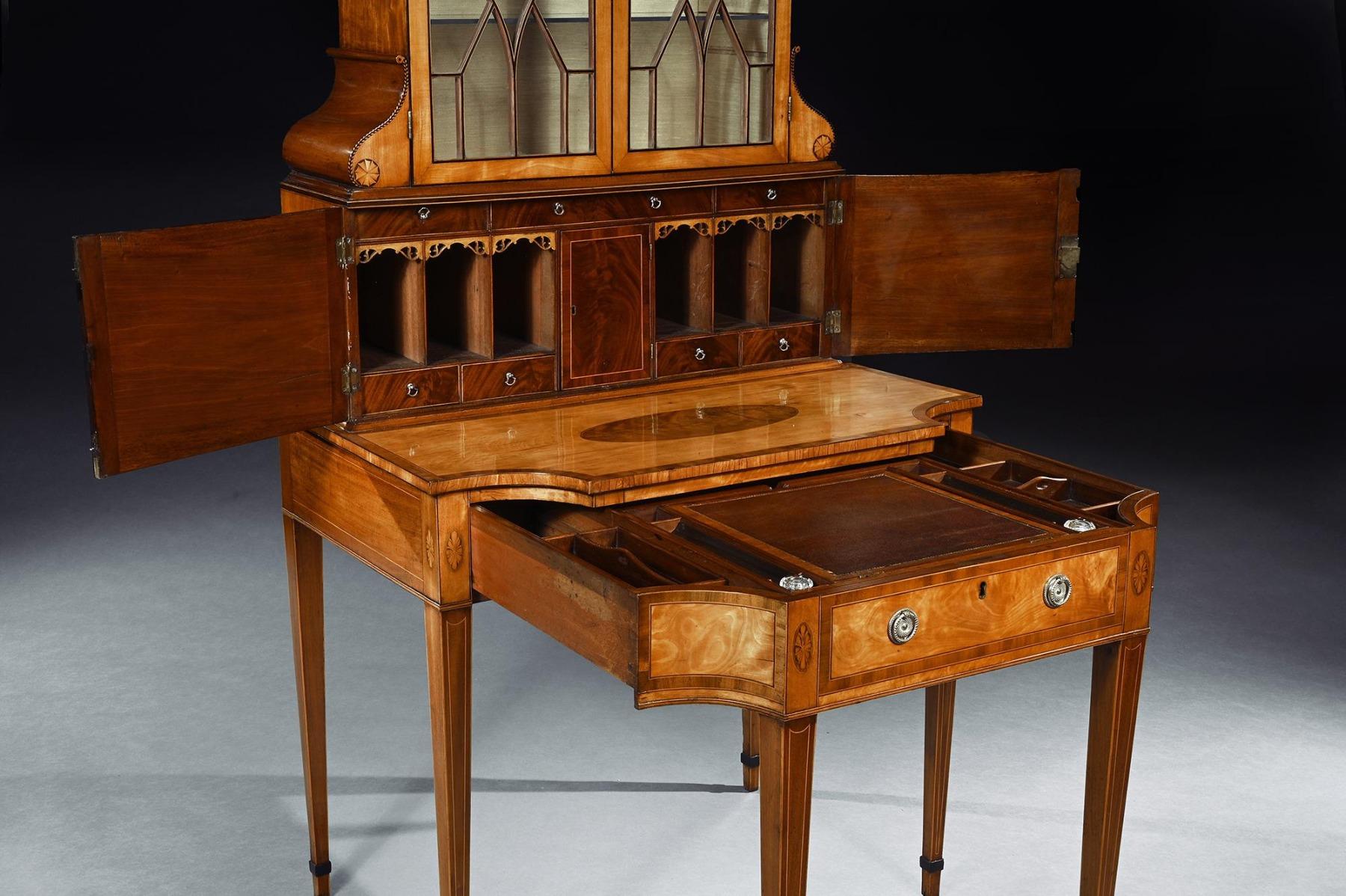  An Important 18th Century George Iii Satinwood and Sabicu Writing Cabinet For Sale 2