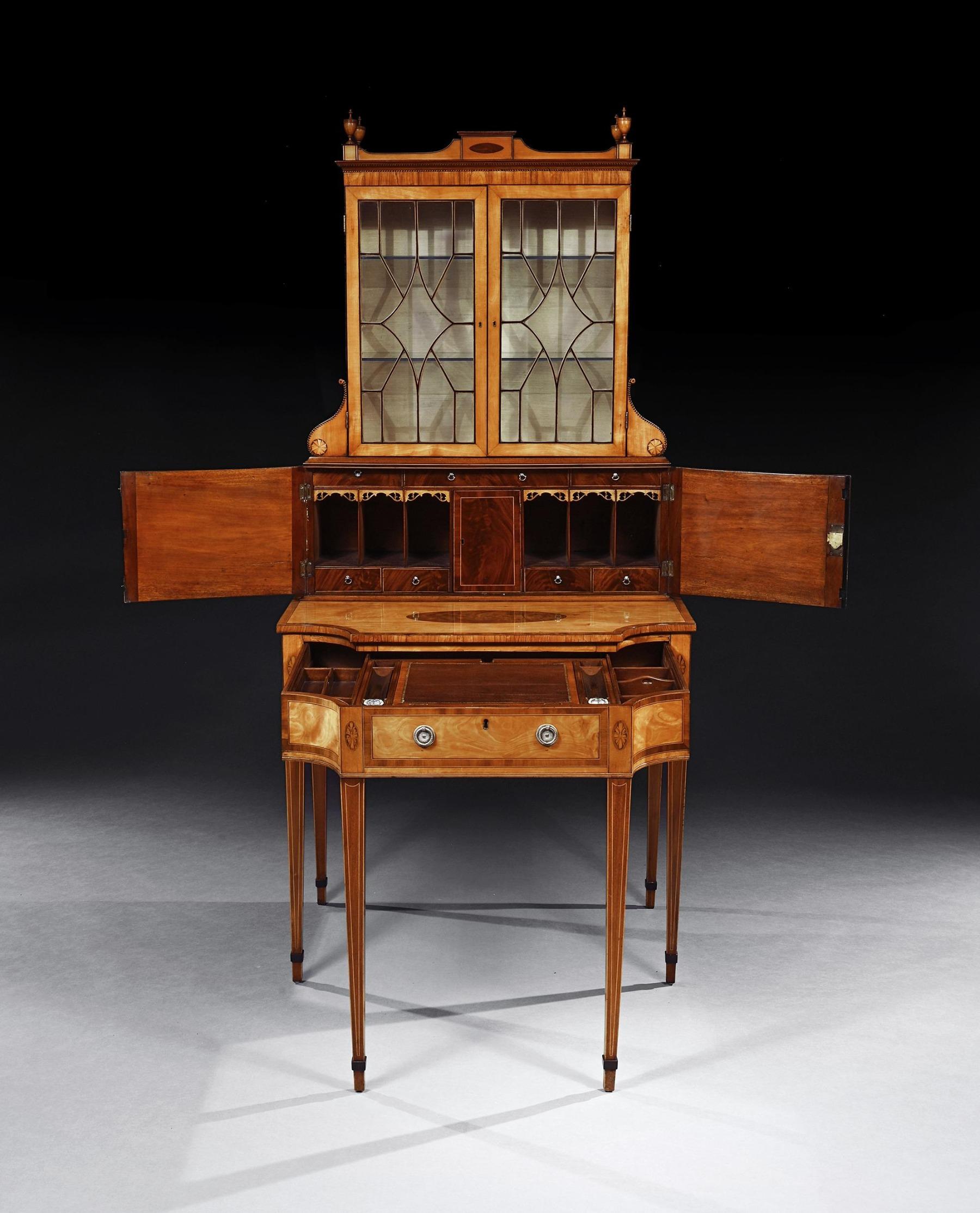  An Important 18th Century George Iii Satinwood and Sabicu Writing Cabinet For Sale 3
