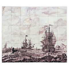 Important 18th Century Tile Panel Depicting the Whale Hunt