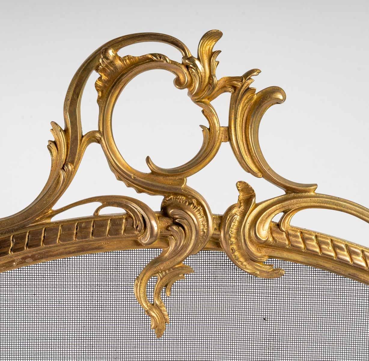 Louis XV Important 19th Century Gilt Bronze Fireback