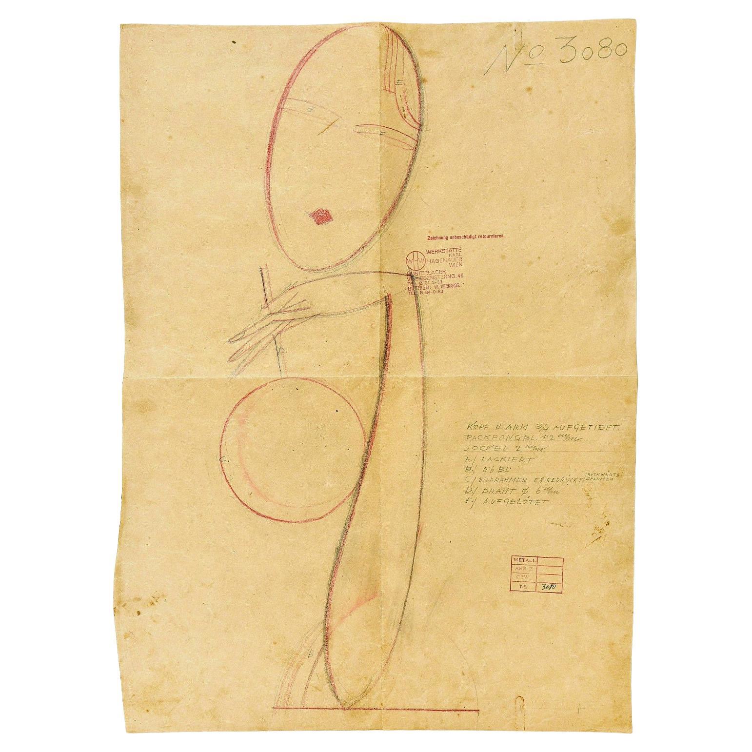 Important and Extremely Rare Franz Hagenauer Drawing '1930/1935'