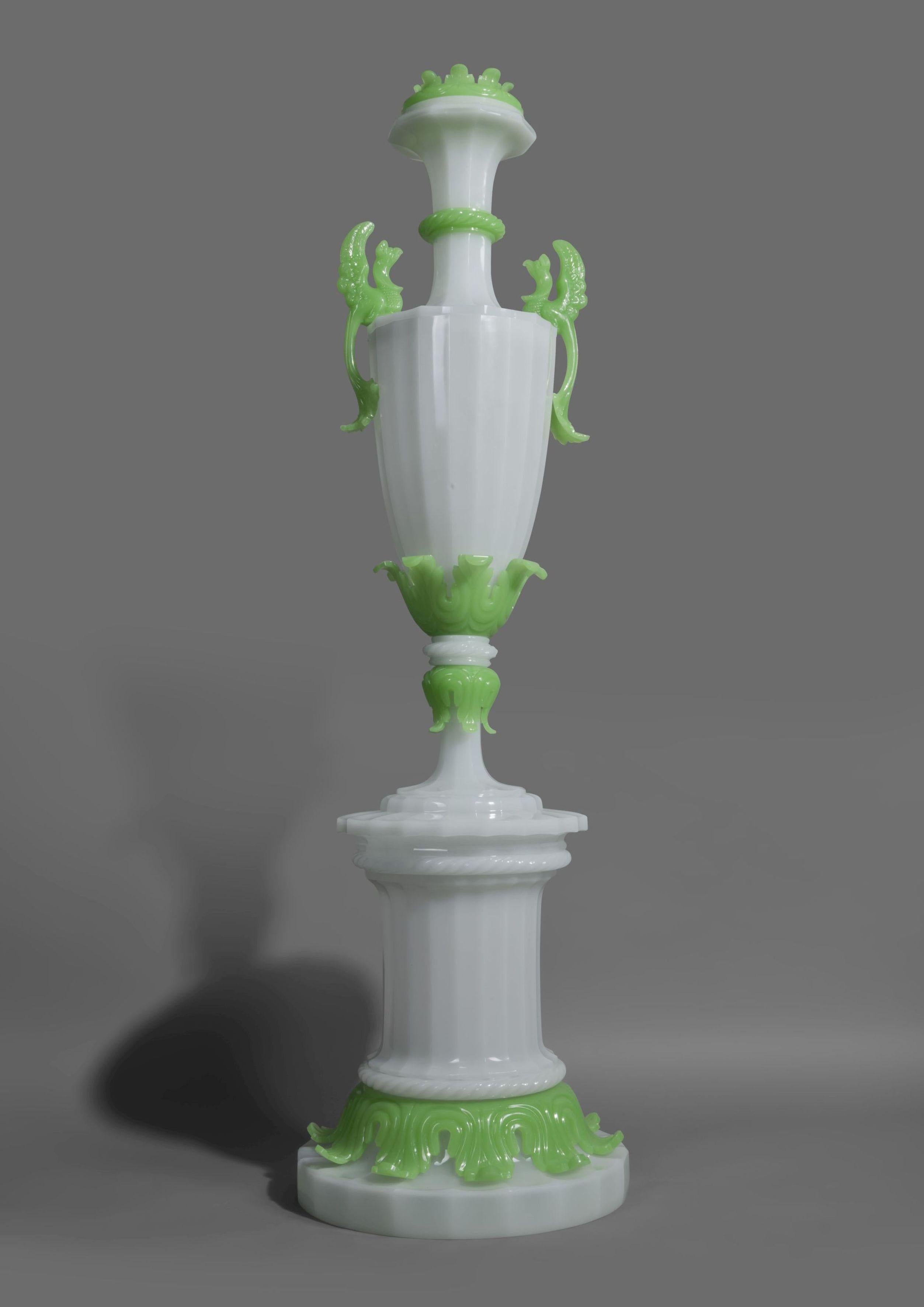 Louis Philippe Important and Monumental Louis-Philippe Verre Opaline Vase, circa 1830 For Sale