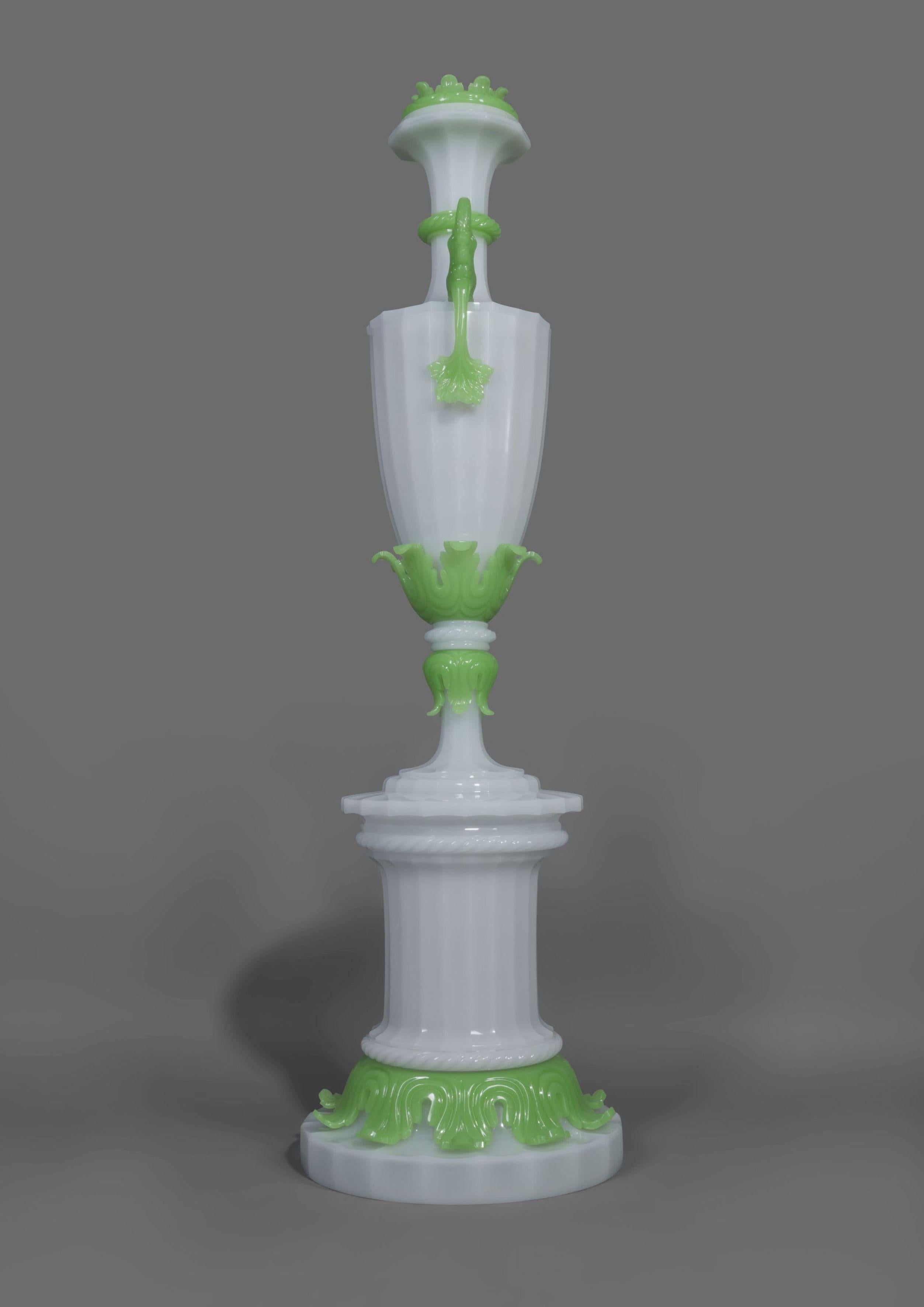 French Important and Monumental Louis-Philippe Verre Opaline Vase, circa 1830 For Sale