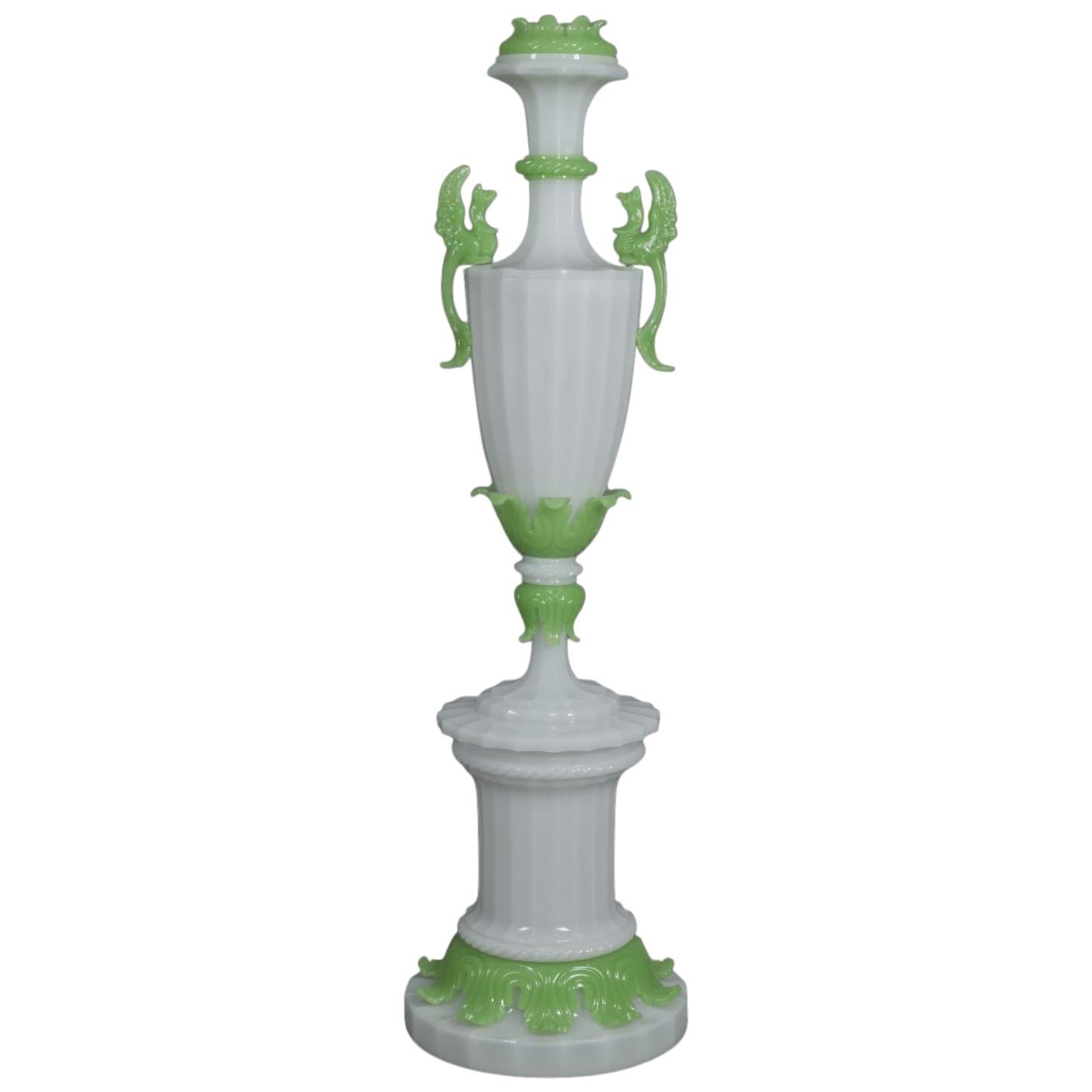 Important and Monumental Louis-Philippe Verre Opaline Vase, circa 1830 For Sale