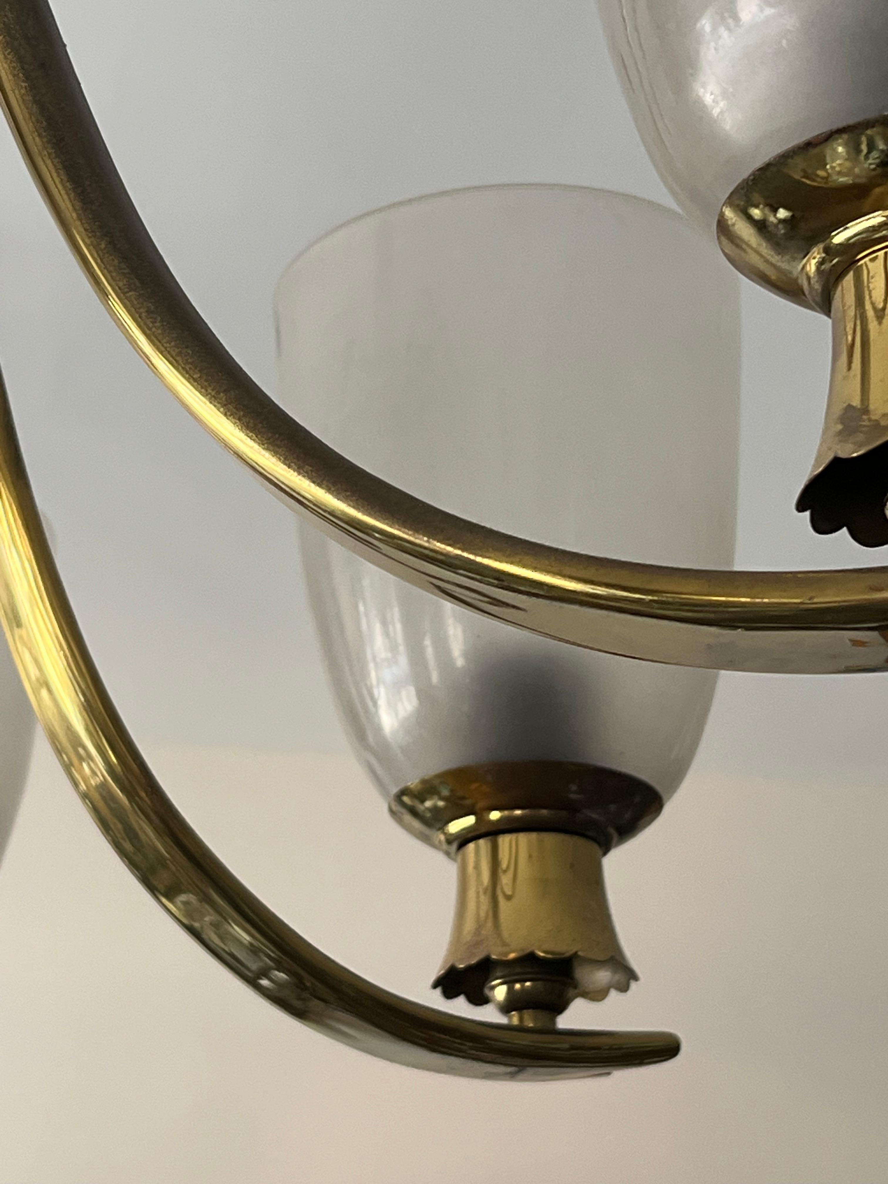 An Important And Rare Chandelier By Osvaldo Borsani ca' 1940's Brass For Sale 4