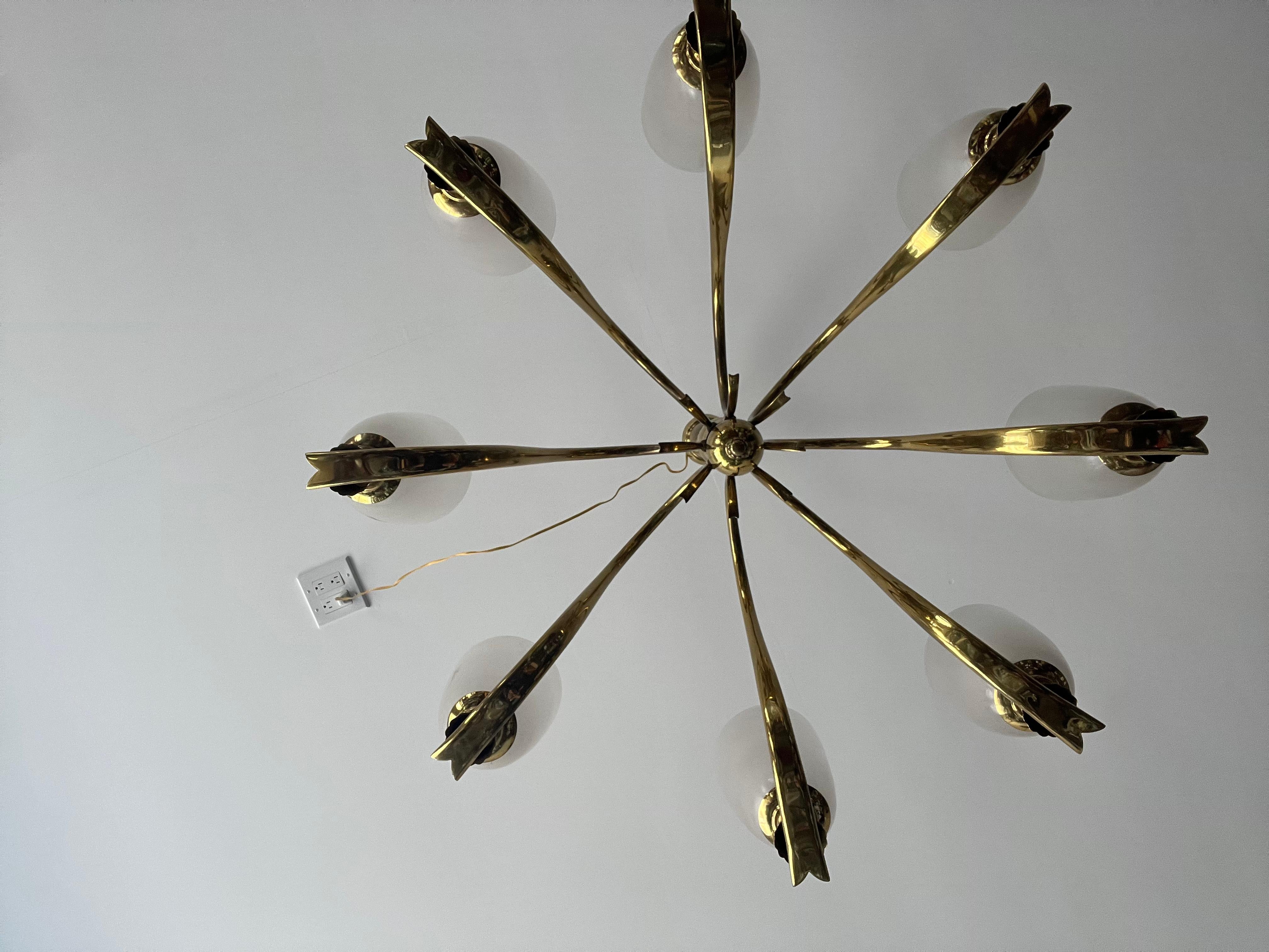An Important And Rare Chandelier By Osvaldo Borsani ca' 1940's Brass For Sale 7