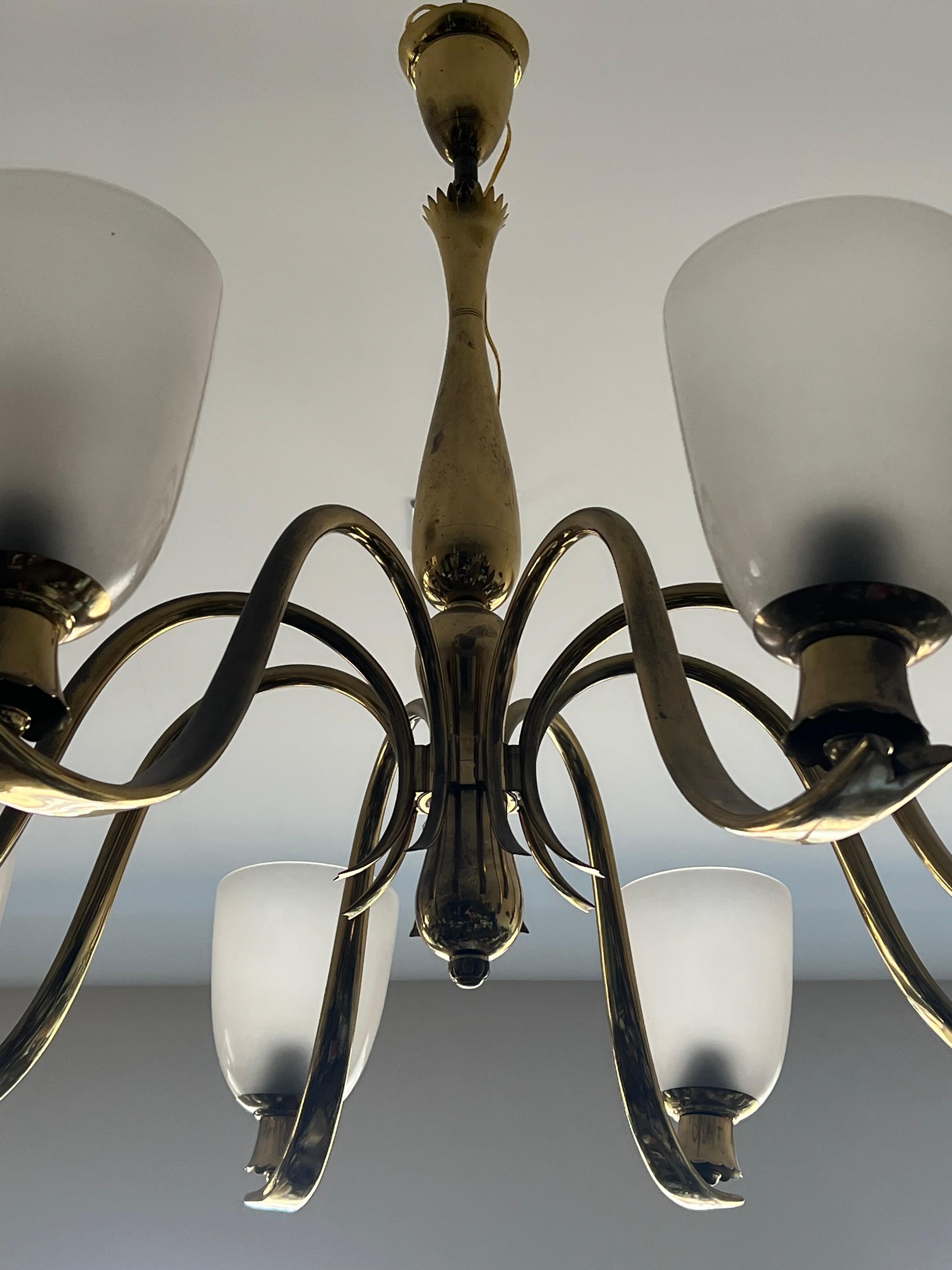 Italian An Important And Rare Chandelier By Osvaldo Borsani ca' 1940's Brass For Sale