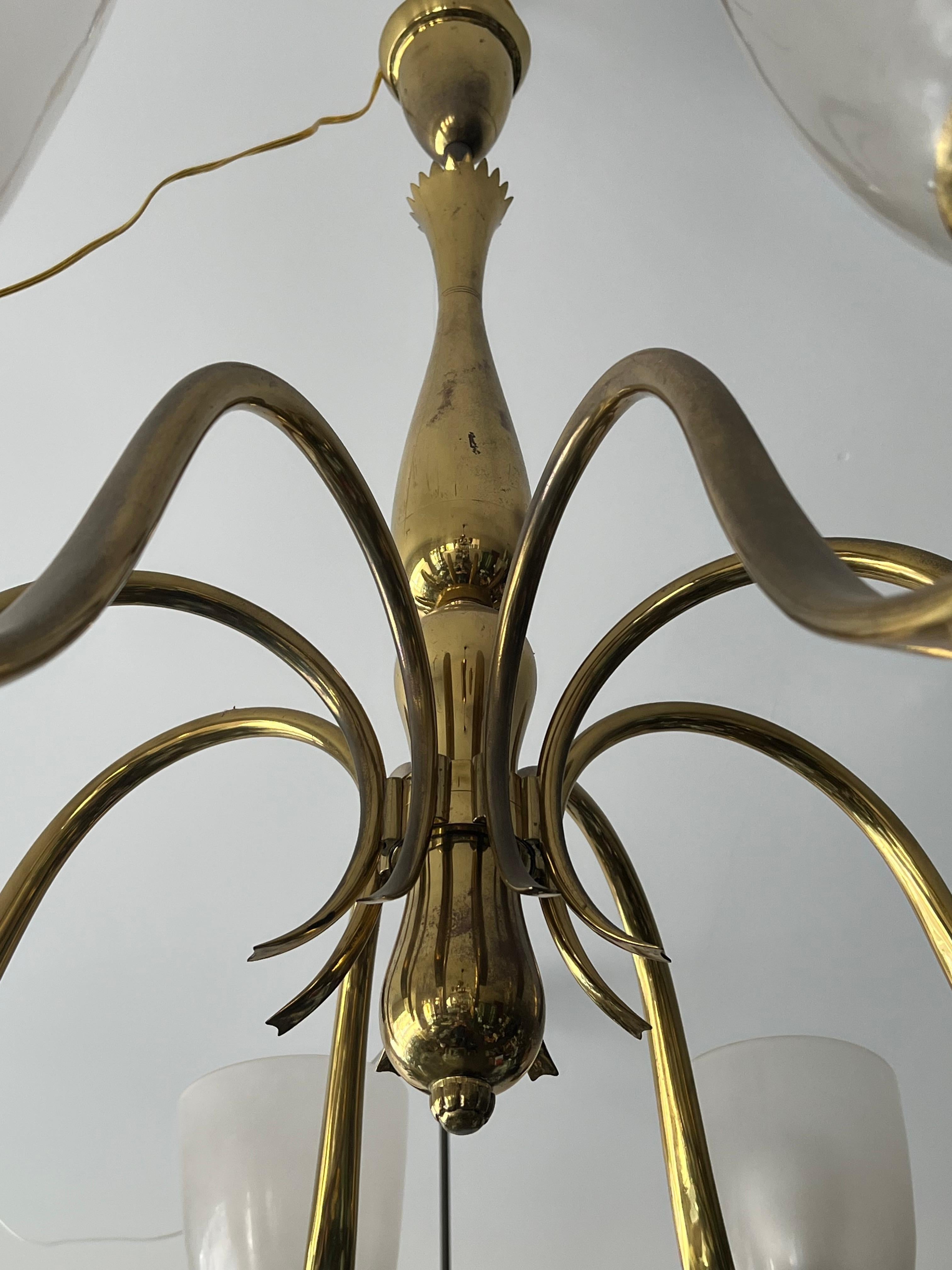 An Important And Rare Chandelier By Osvaldo Borsani ca' 1940's Brass For Sale 1