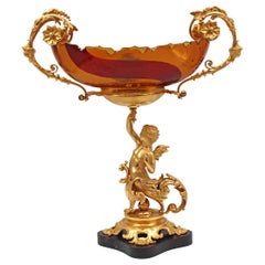 Important Bohemian Crystal Cup in Amber Colour