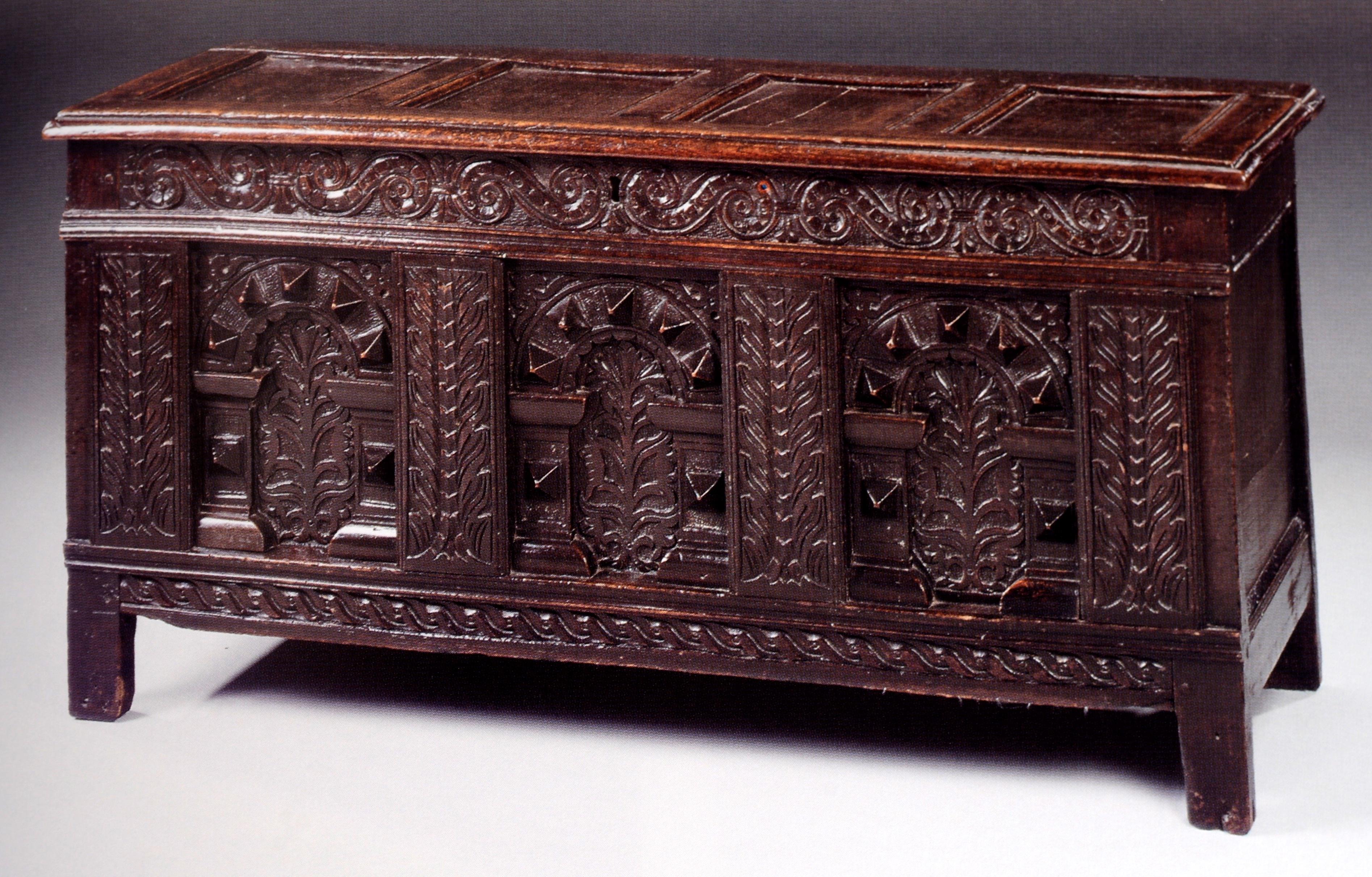 Paper Important Collection of Early Oak Furniture & Metalwork from the Manor House For Sale