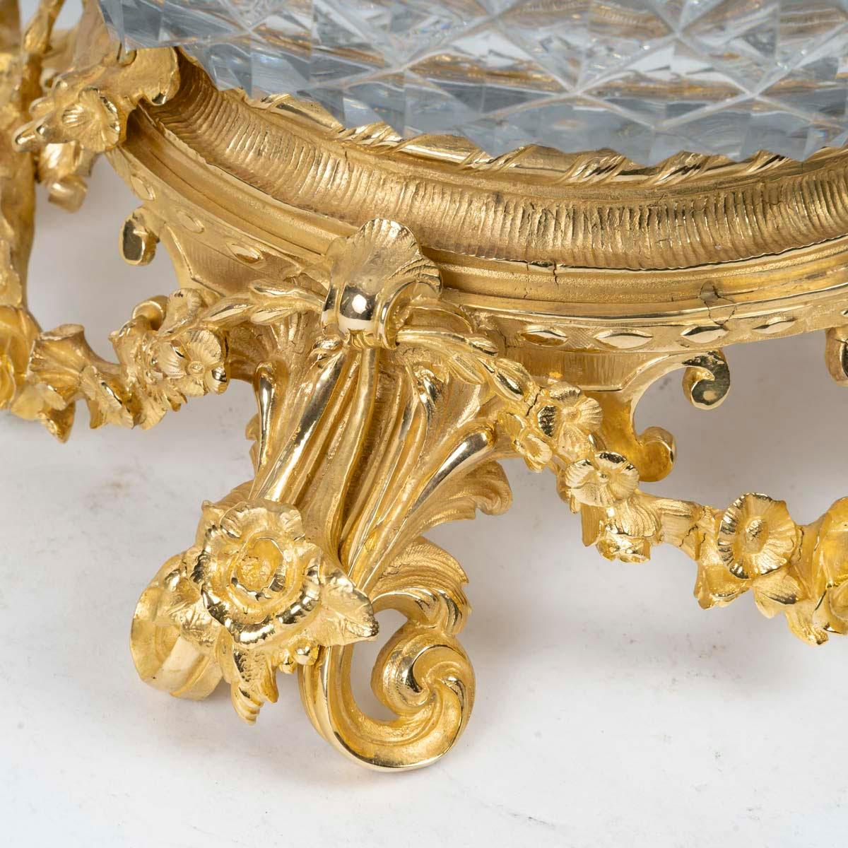 19th Century An important Cut Crystal Bowl with Gilt Bronze Mounting, Napoleon III Period. For Sale