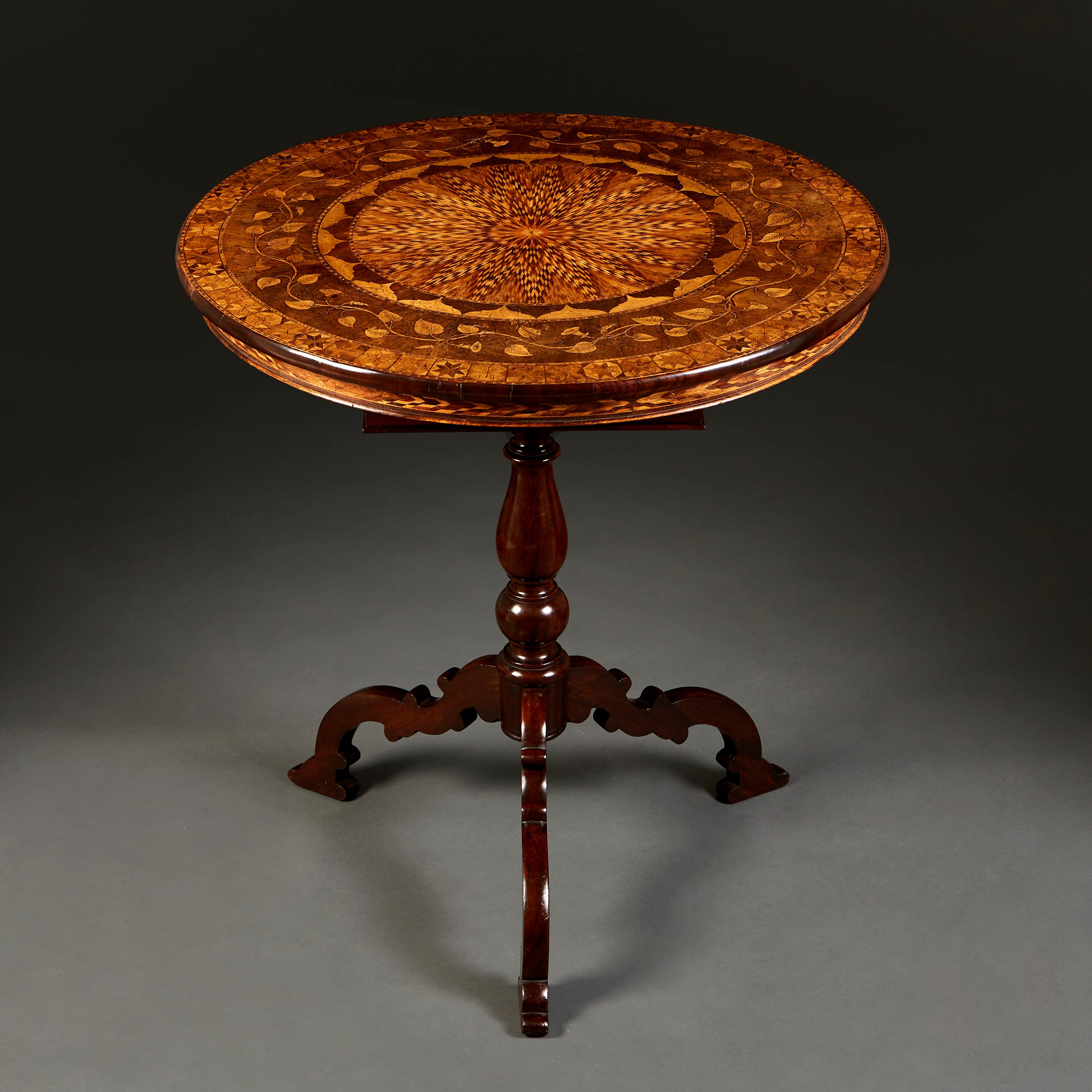 Italian Important Early 19th Century Marquetry Table with Concealed Writing Desk