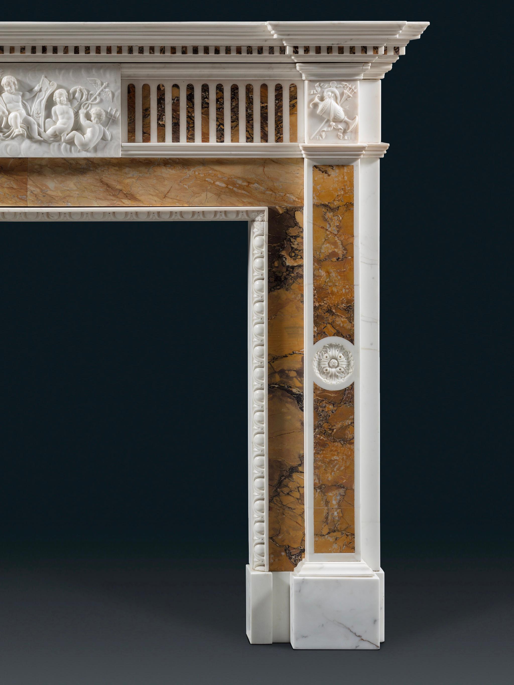 English An Important Early 20th Century Commemorative Neoclassical Style Chimneypiece For Sale
