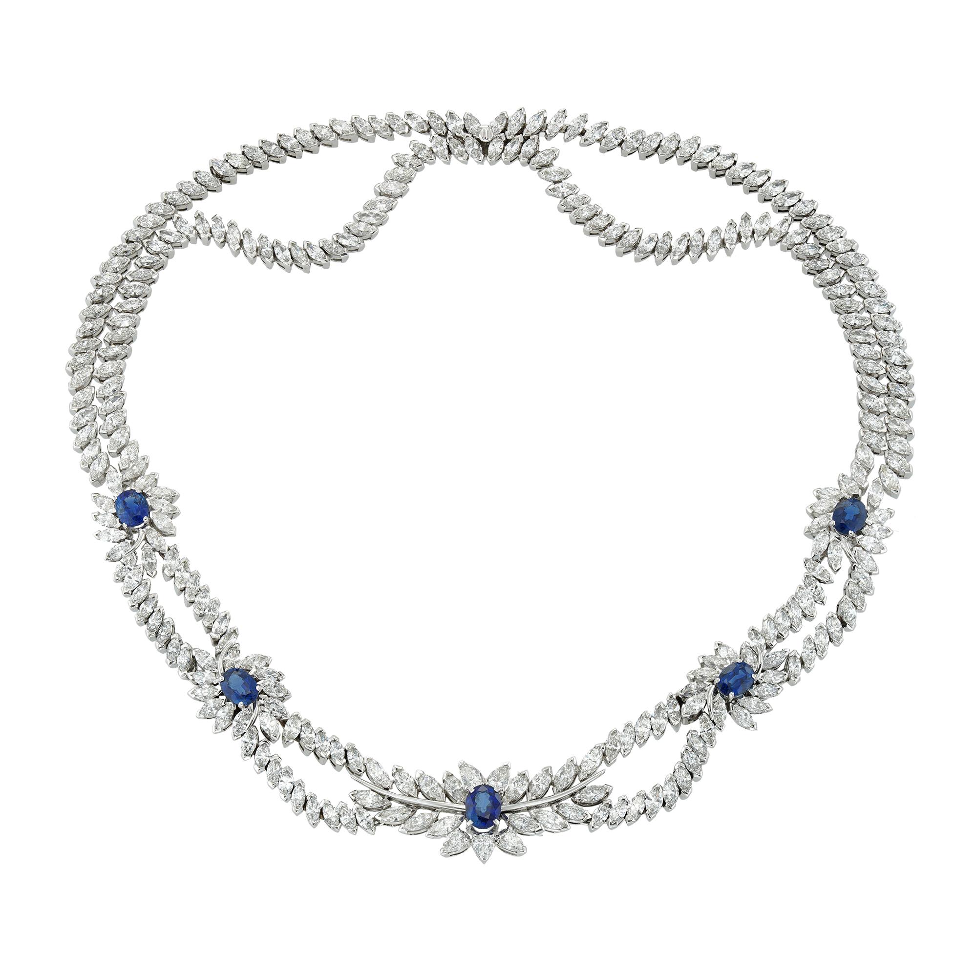 Important Early 21st Century Sapphire and Diamond Necklace In Excellent Condition For Sale In London, GB