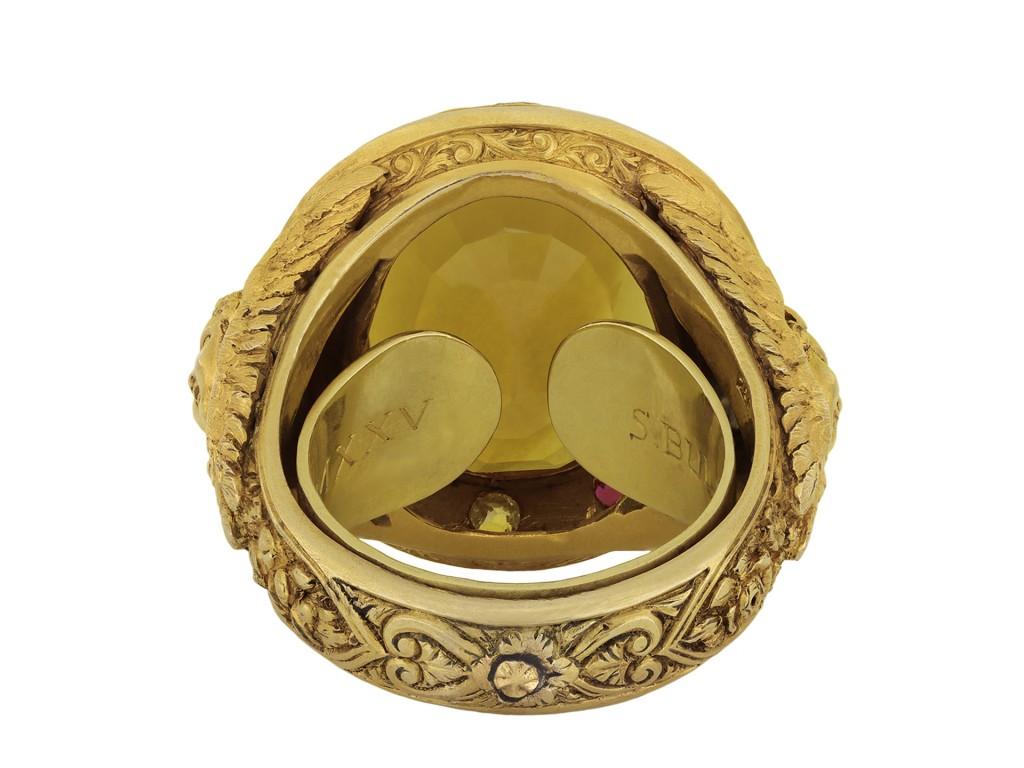 Women's or Men's Important Early Bulgari Citrine Ring, Italian, circa 1884-1932