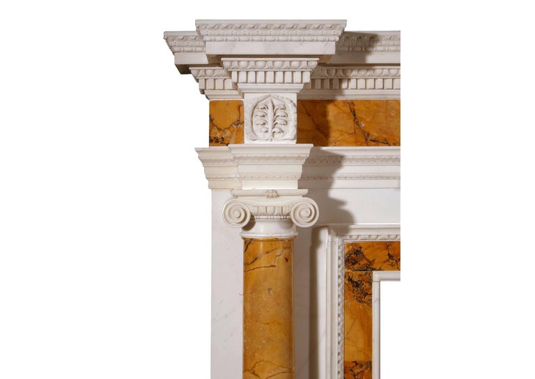 Georgian Important English 18th Century Statuary and Sienna Marble Fireplace For Sale