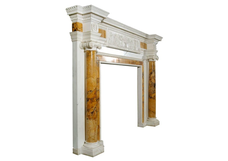 Important English 18th Century Statuary and Sienna Marble Fireplace In Good Condition For Sale In London, GB