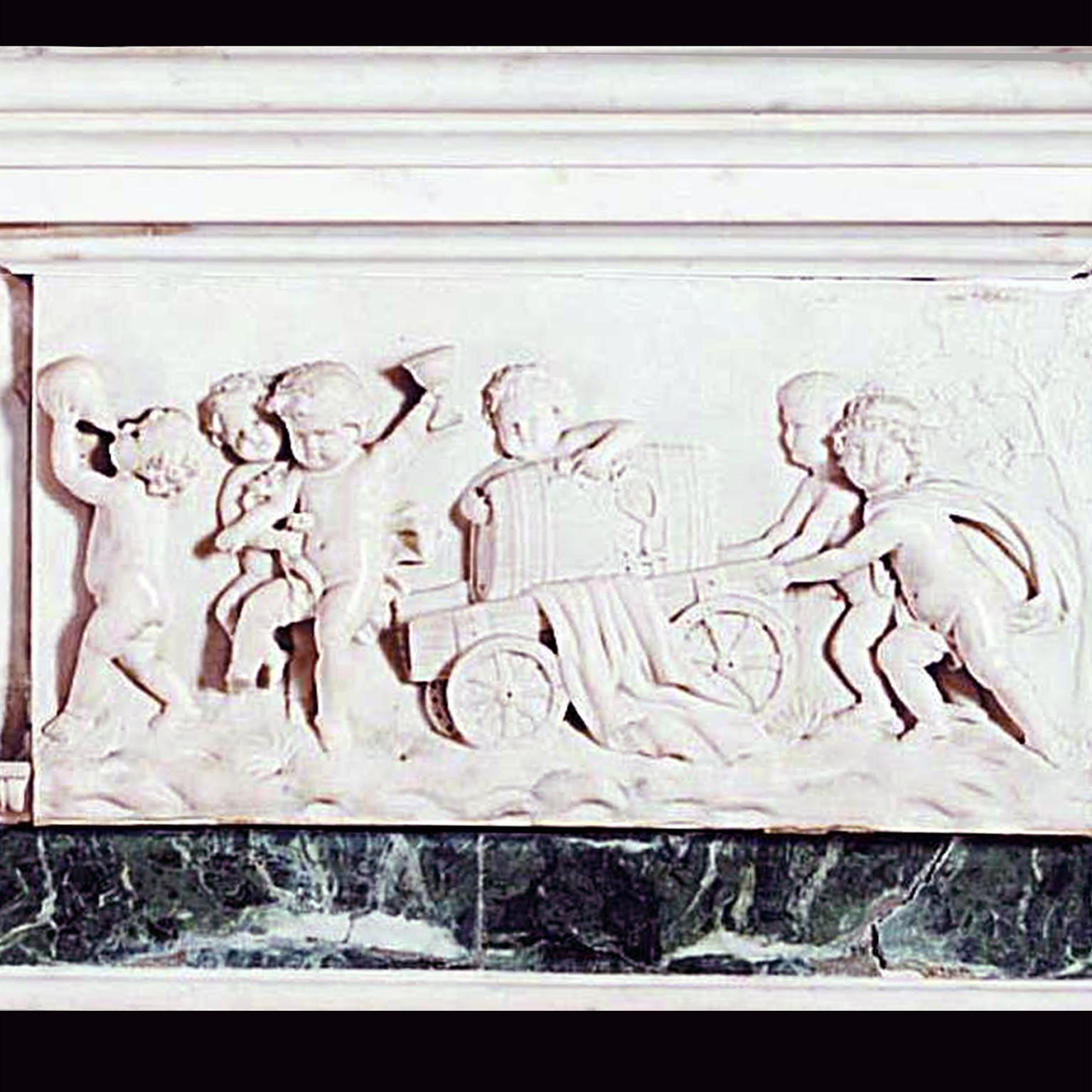 English Important George III Style Carved White Marble Fireplace, circa 1900 For Sale